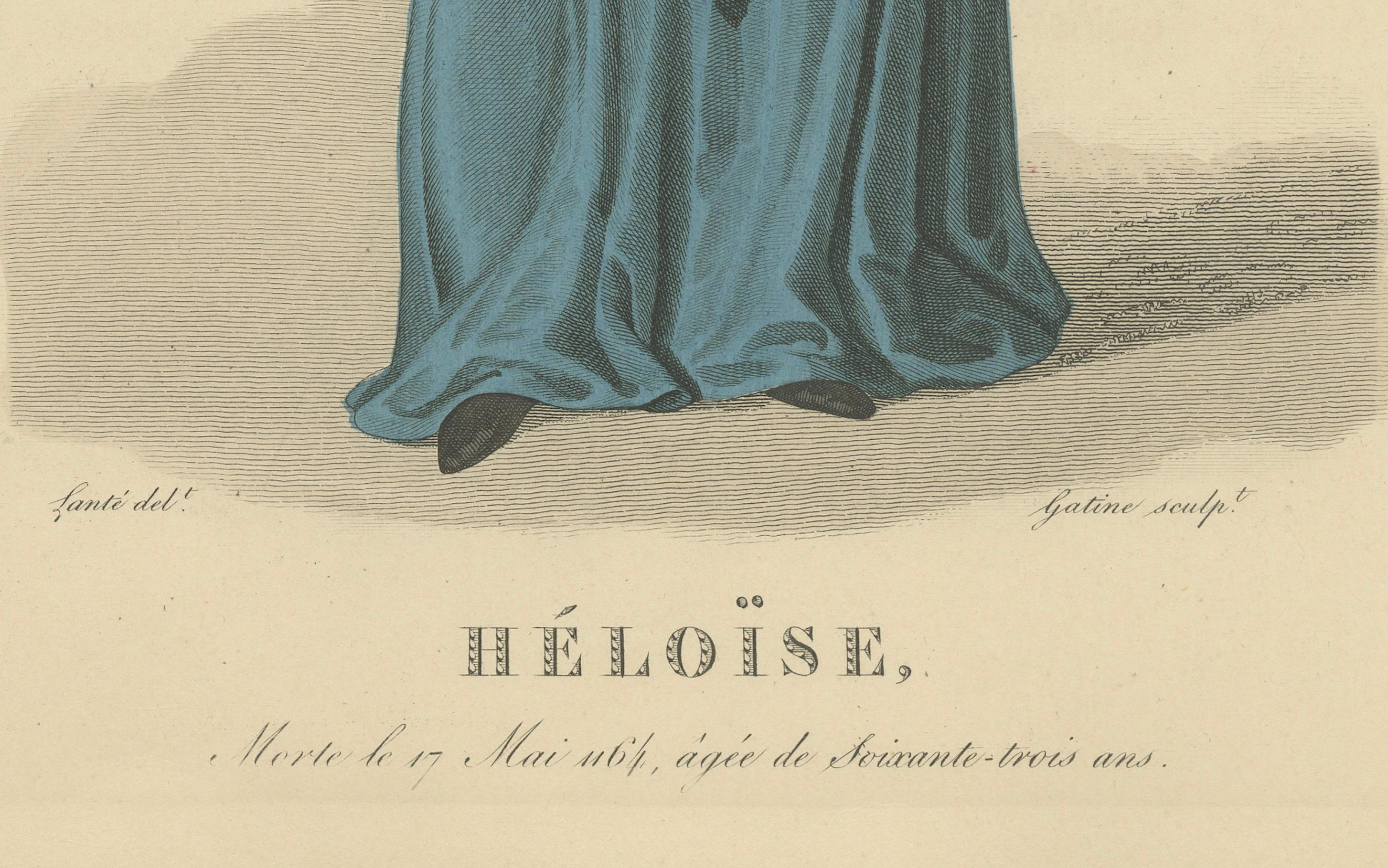 Handkoloriertes Porträt von Héloïse, ca. 1900 (nach 1827)

Fein handkolorierter Stich von Héloïse (1101-1164), der berühmten französischen Nonne, Gelehrten und Schriftstellerin, hergestellt um 1900 nach der Originalplatte aus der Serie Galerie