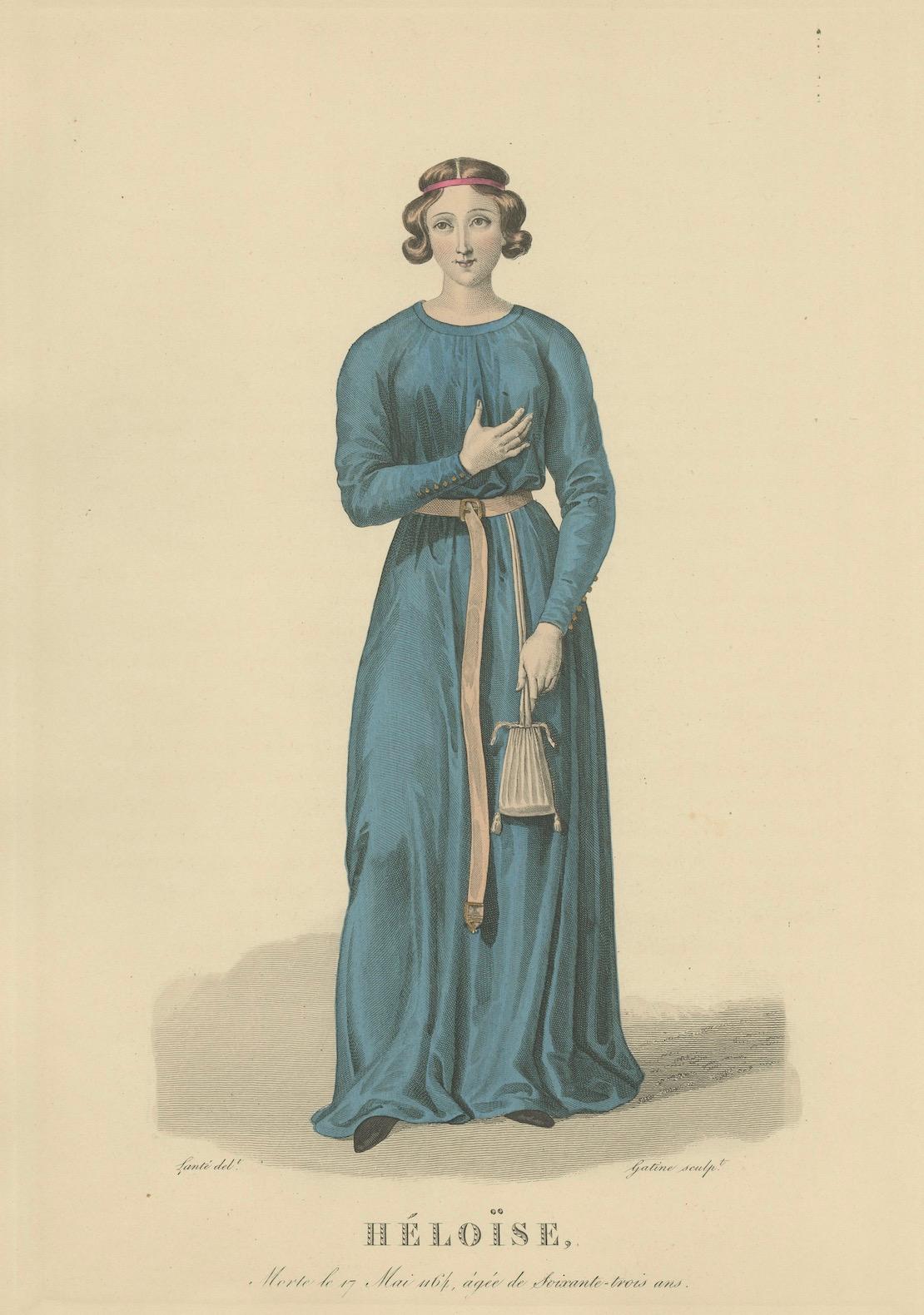 Dekoratives handkoloriertes Porträt - Héloïse, Historischer Druck, um 1900 im Zustand „Gut“ im Angebot in Langweer, NL