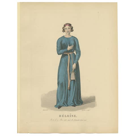 Decorative Hand-Colored Portrait – Héloïse, Historical Print, c.1900