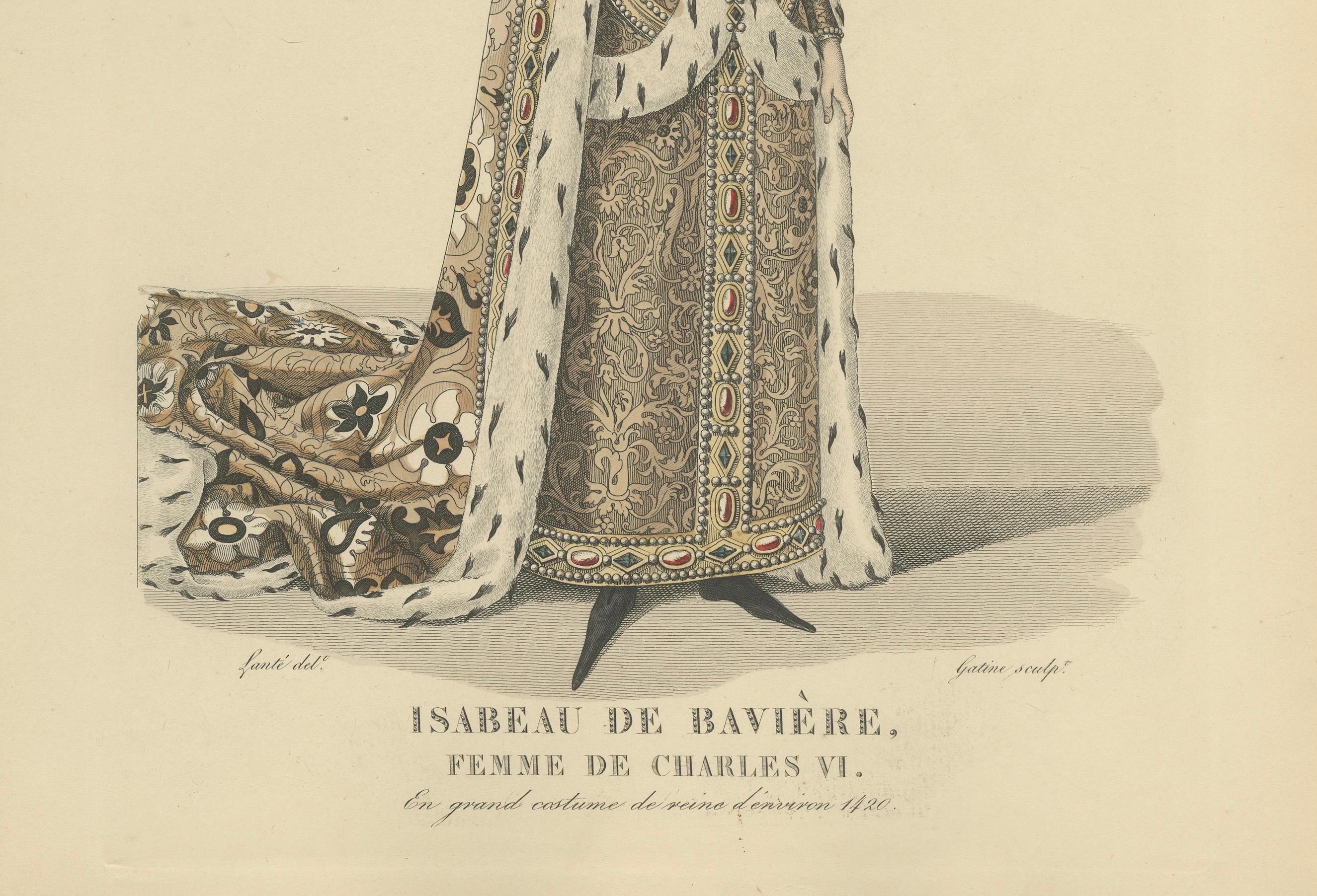 Handkoloriertes Porträt von Isabeau von Bayern, Königin von Frankreich, ca. 1420 (nach 1827, Ausgabe von ca. 1900)

Prächtiger handkolorierter Kupferstich von Isabeau von Bayern (1370-1435), Königin von Frankreich als Gemahlin Karls VI., dargestellt