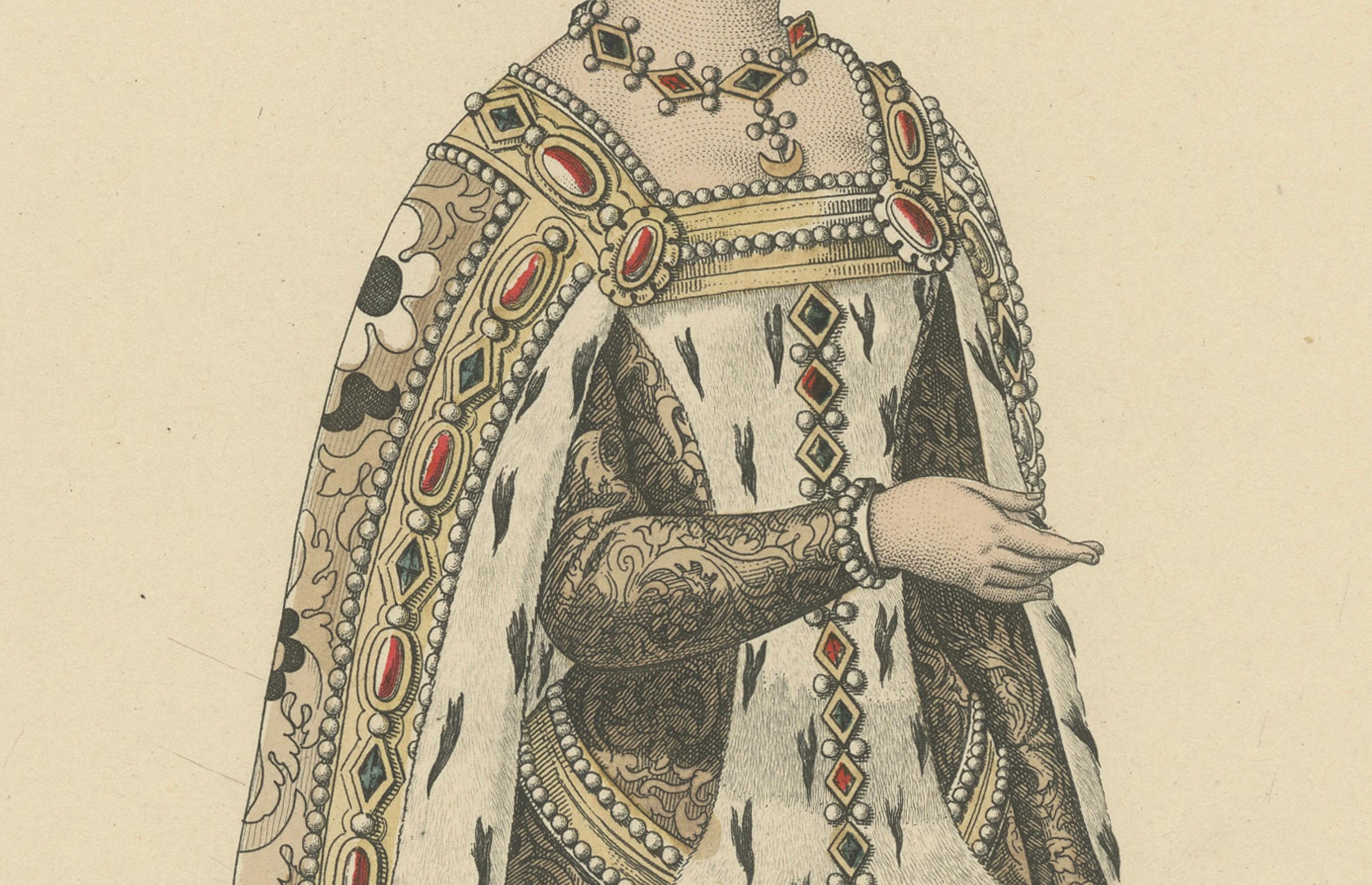 Dekoratives handkoloriertes Porträt - Isabeau von Bayern, Königin von Frankreich, 1900 (Französisch) im Angebot