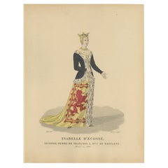 Decorative Hand-Colored Portrait – Isabelle d’Écosse, Antique Print, c.1900