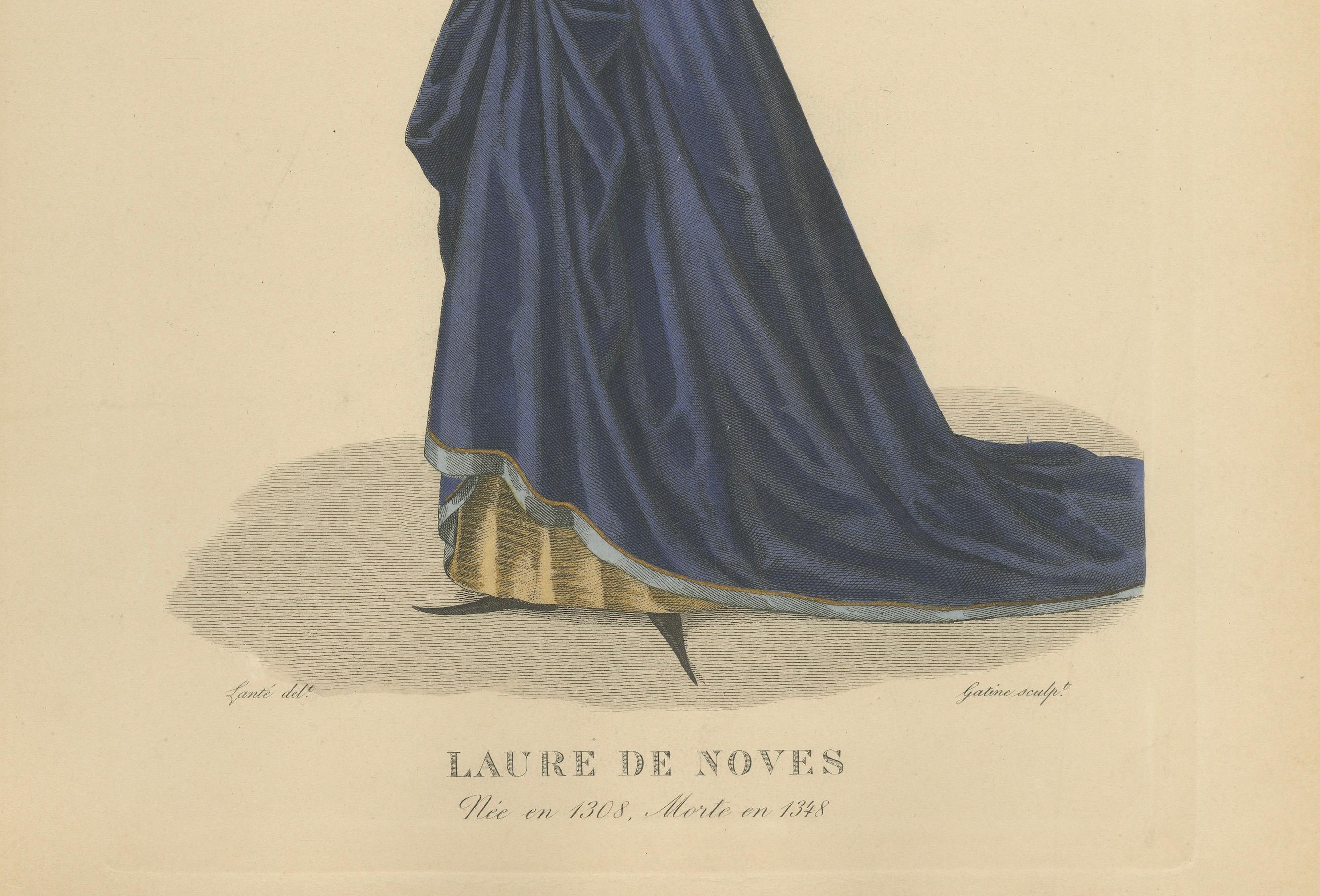 Dekoratives handkoloriertes Porträt - Laure de Noves, 