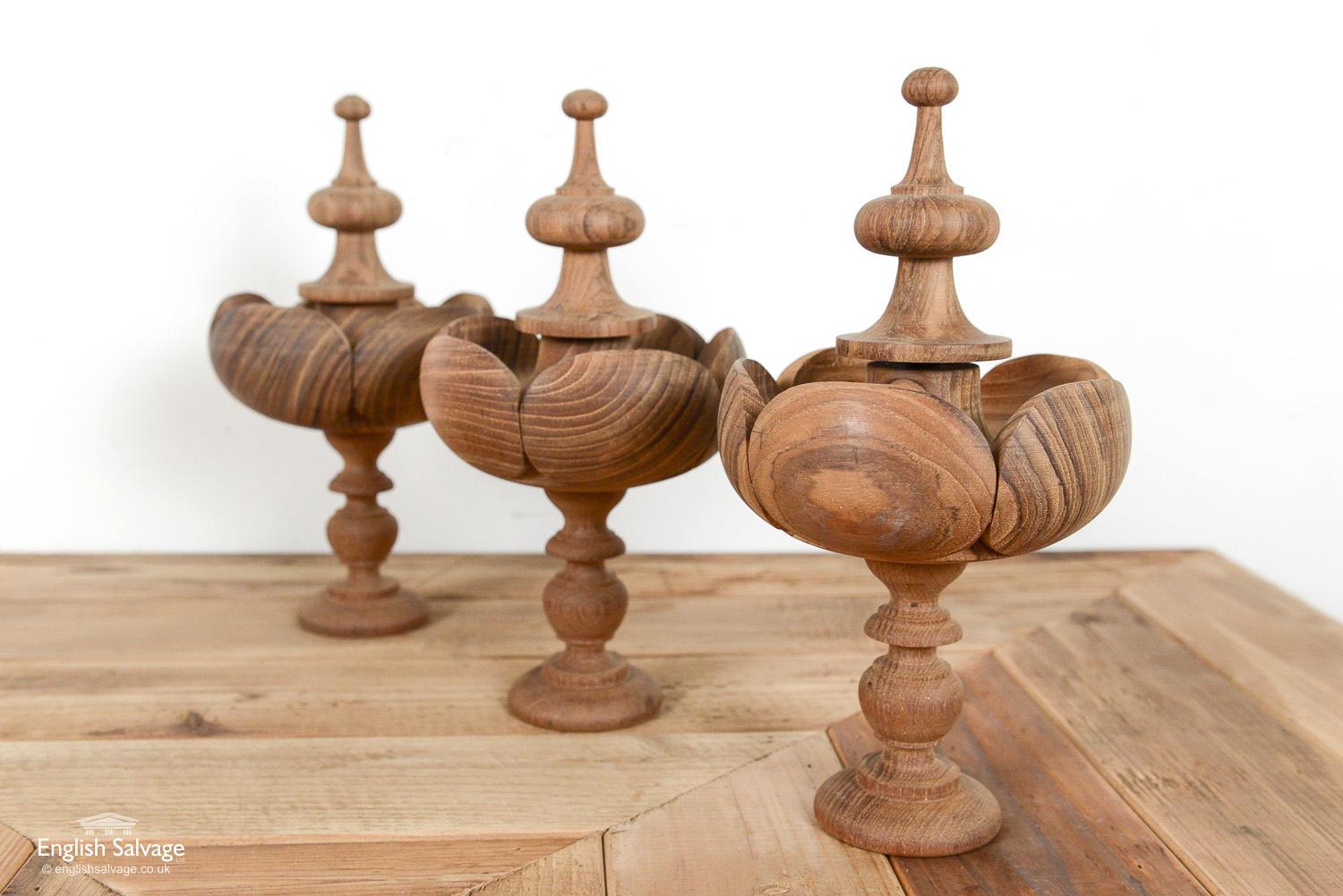 Teak Decorative Hand-Finished Curtain Finials, 20th Century For Sale