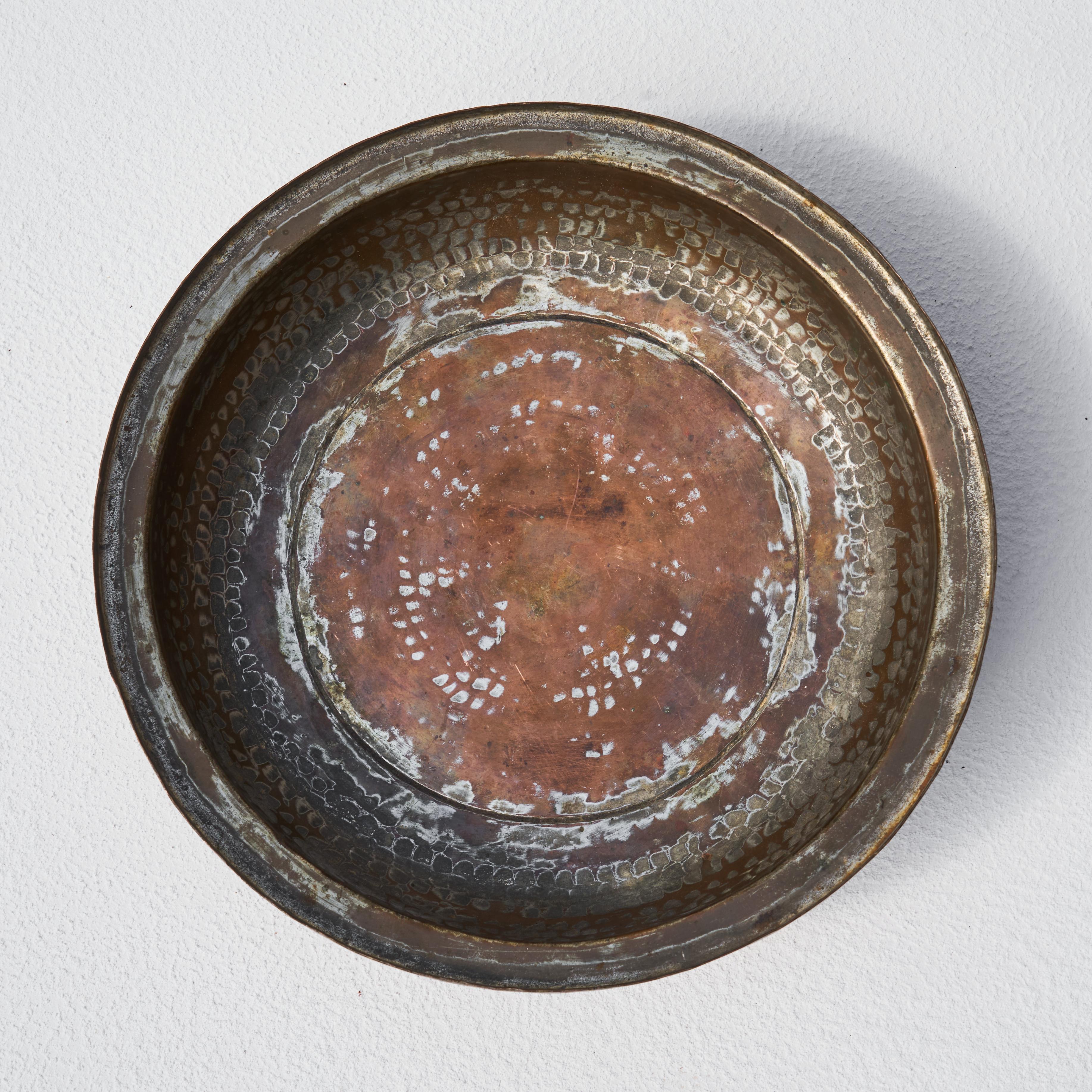 Mid-Century Modern Decorative Hand Hammered and Patinated Bowl For Sale
