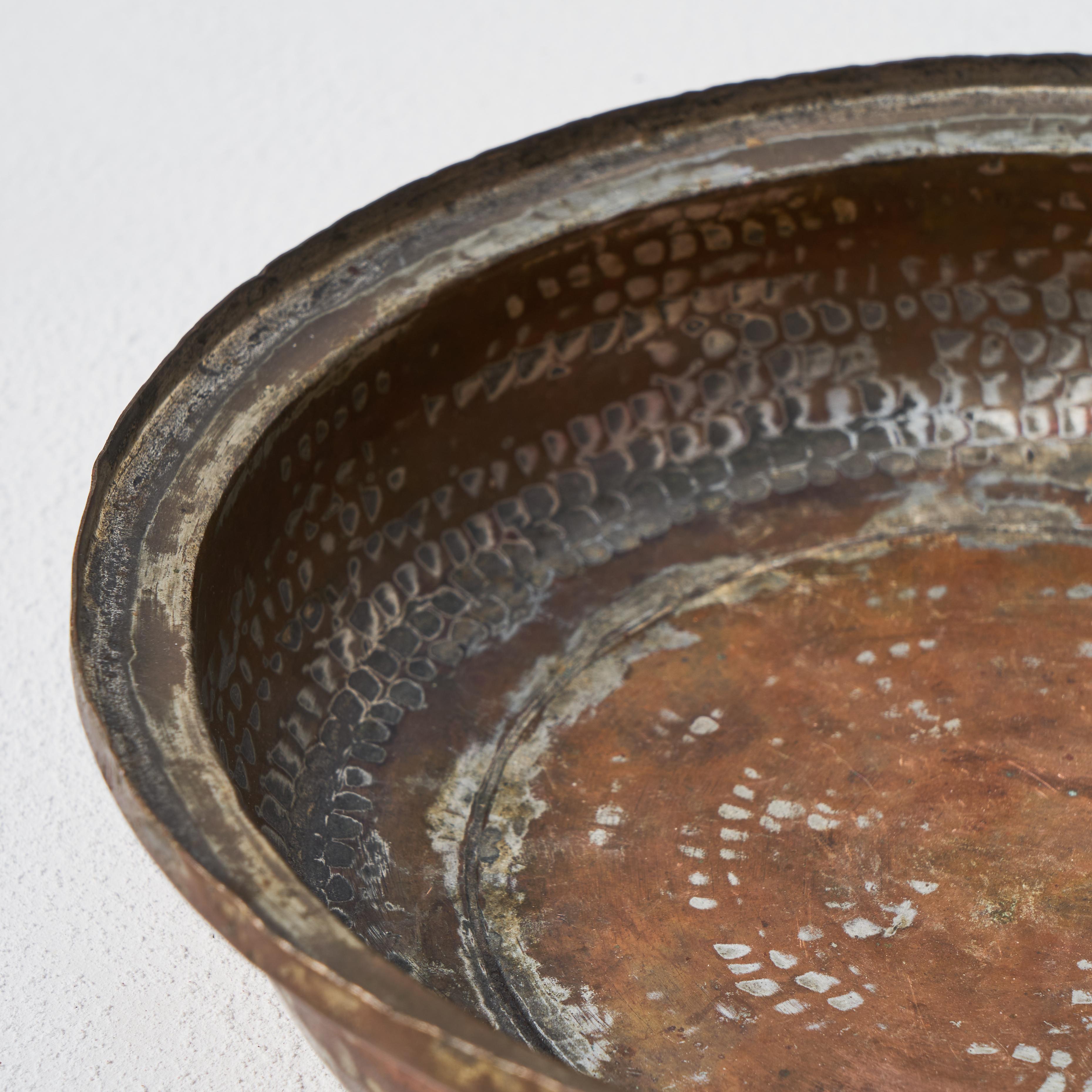 Hand-Crafted Decorative Hand Hammered and Patinated Bowl For Sale