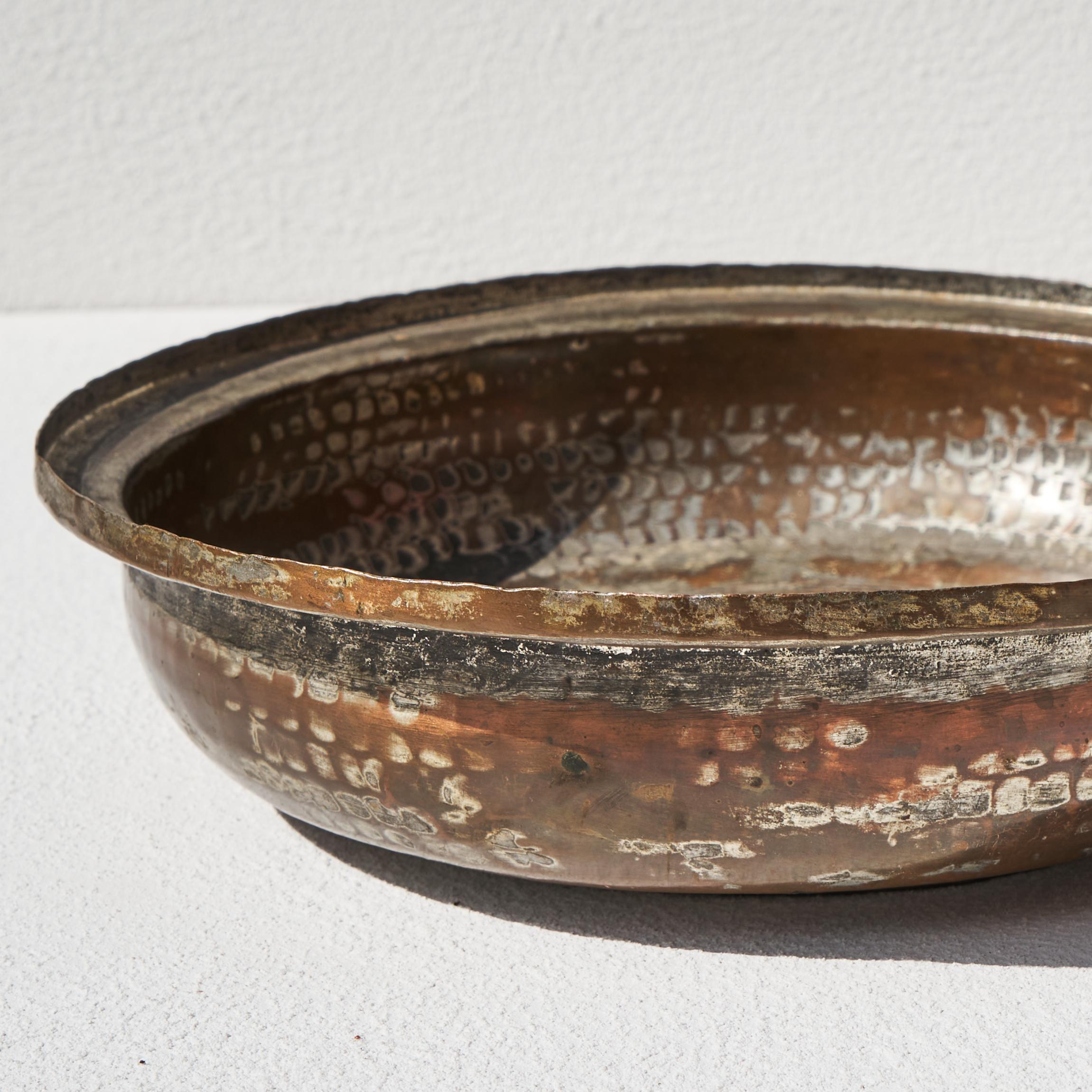 20th Century Decorative Hand Hammered and Patinated Bowl For Sale