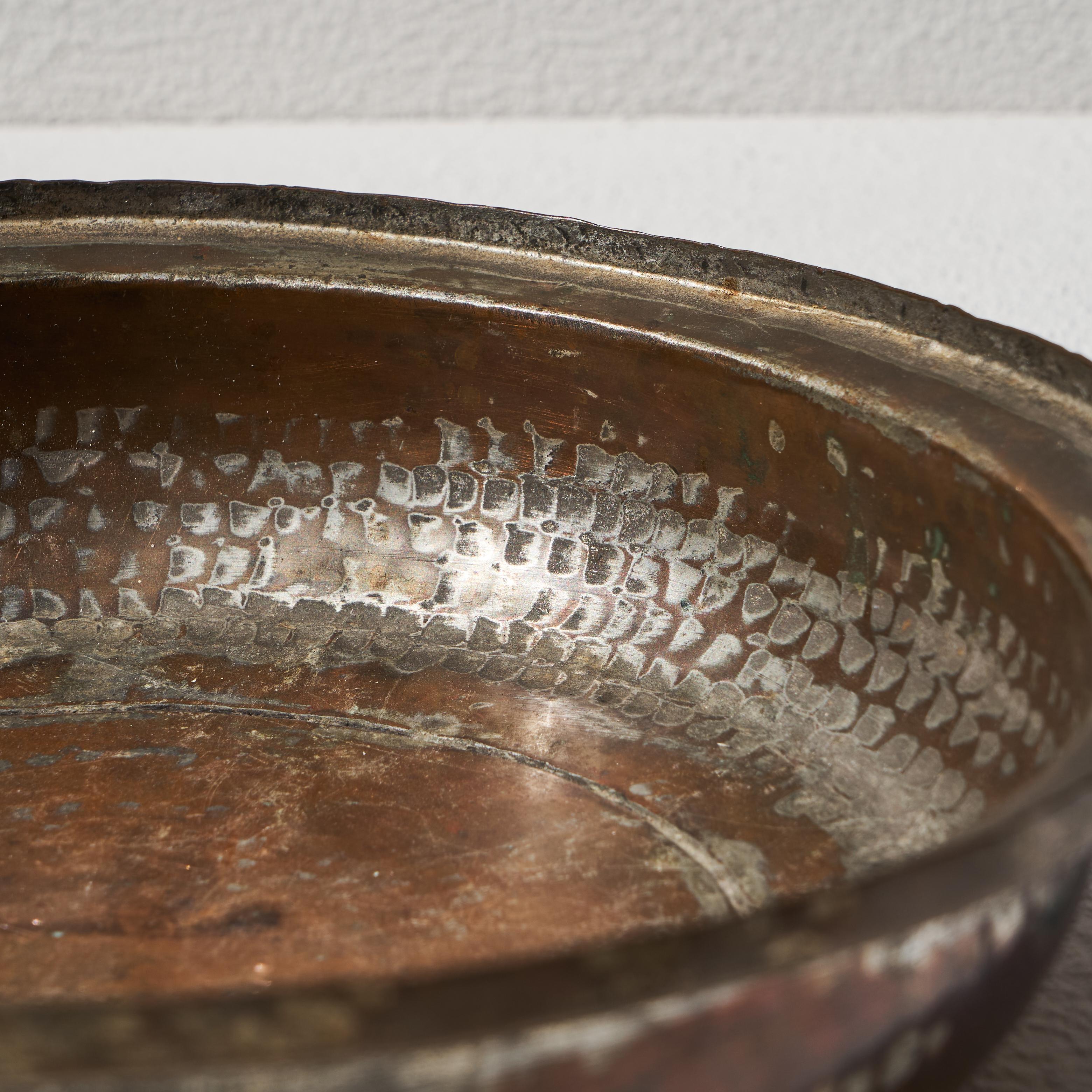 Metal Decorative Hand Hammered and Patinated Bowl For Sale