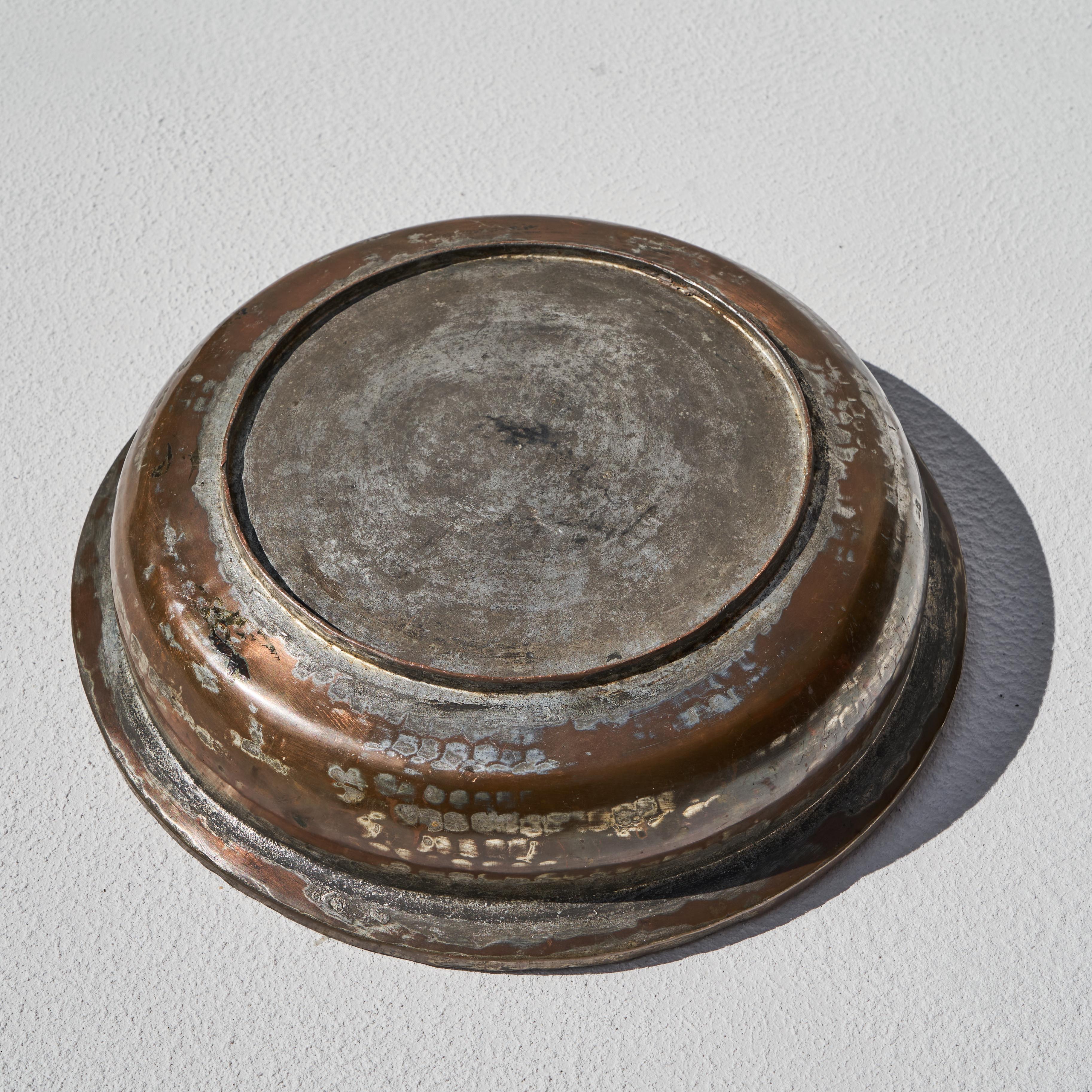 Decorative Hand Hammered and Patinated Bowl For Sale 1