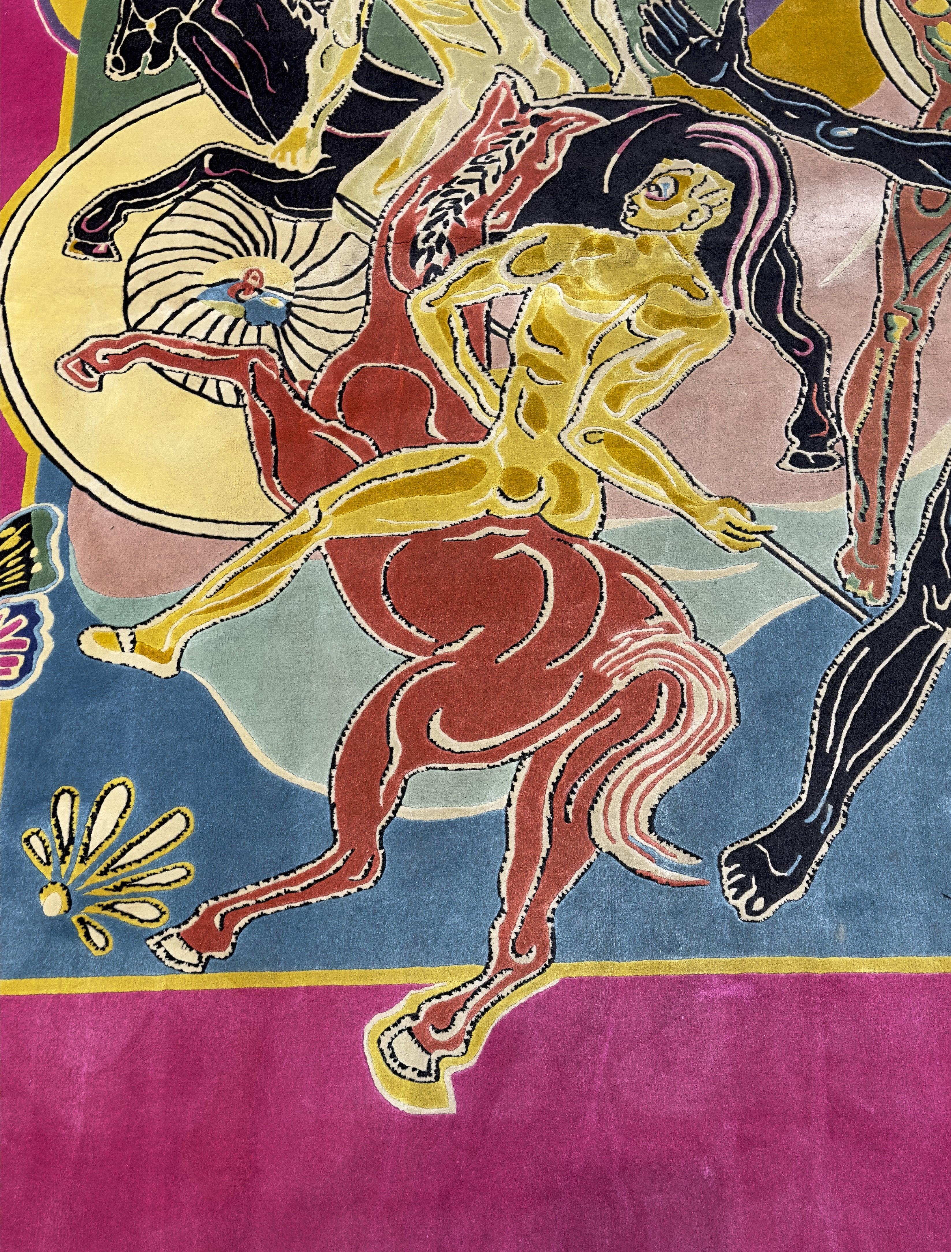 Seta decorativa annodata a mano firmata dall'artista 6'3