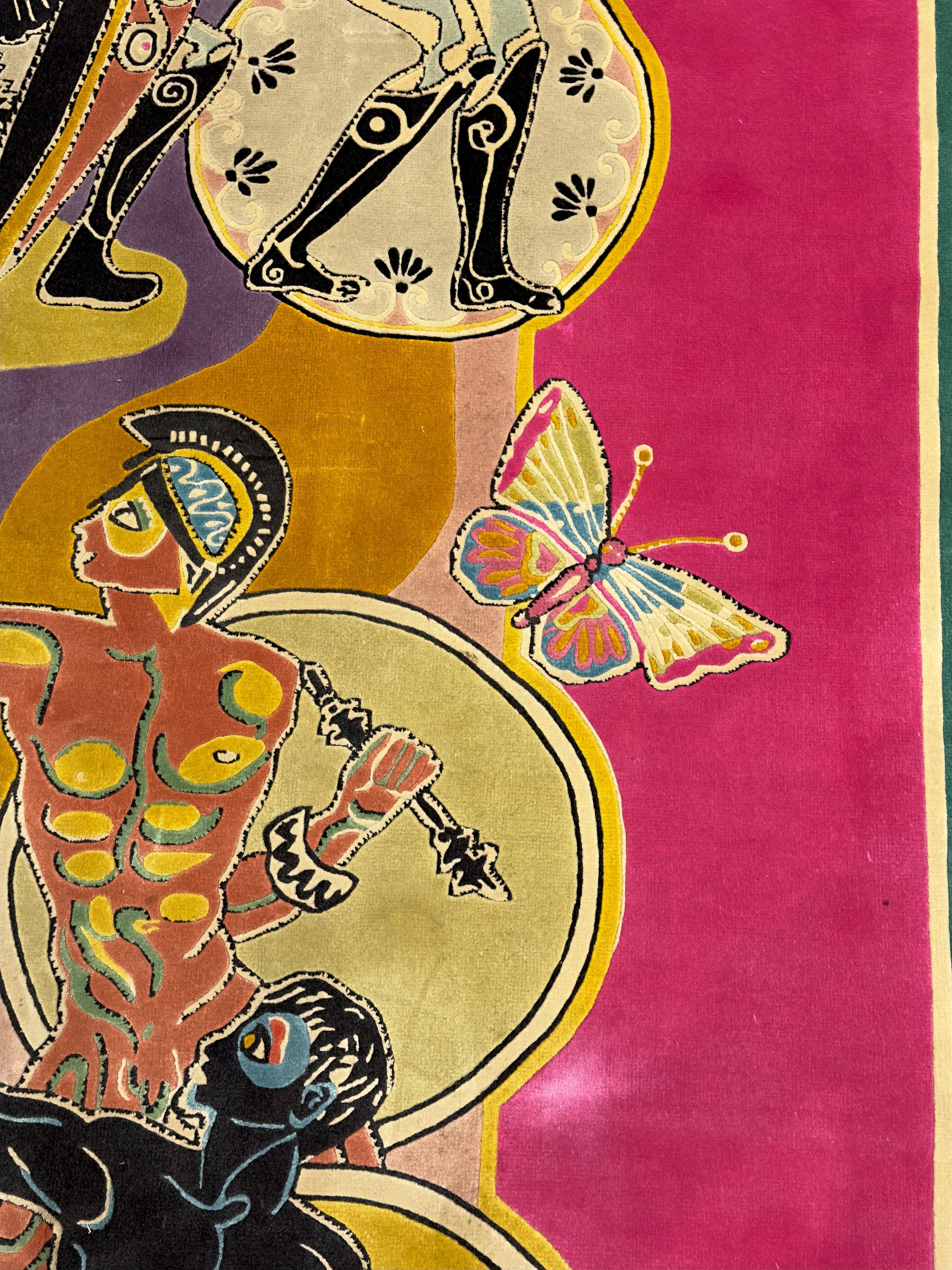 Seta decorativa annodata a mano firmata dall'artista 6'3