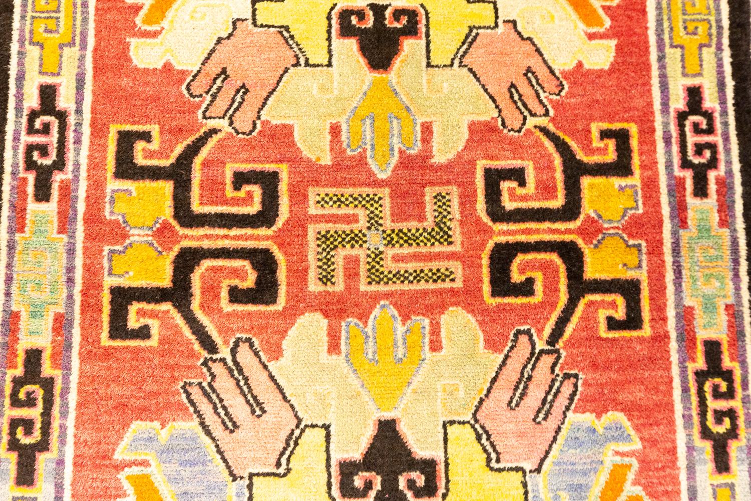 Tibetan Rug Swastika Motif, ca. 1920 For Sale 1