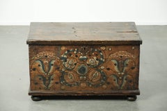 Decorative hand-painted antique Austrian bridal chest with character