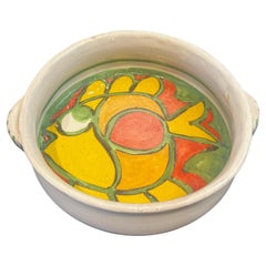 Ciotola bassa decorativa in ceramica dipinta a mano con pesce di DeSimone