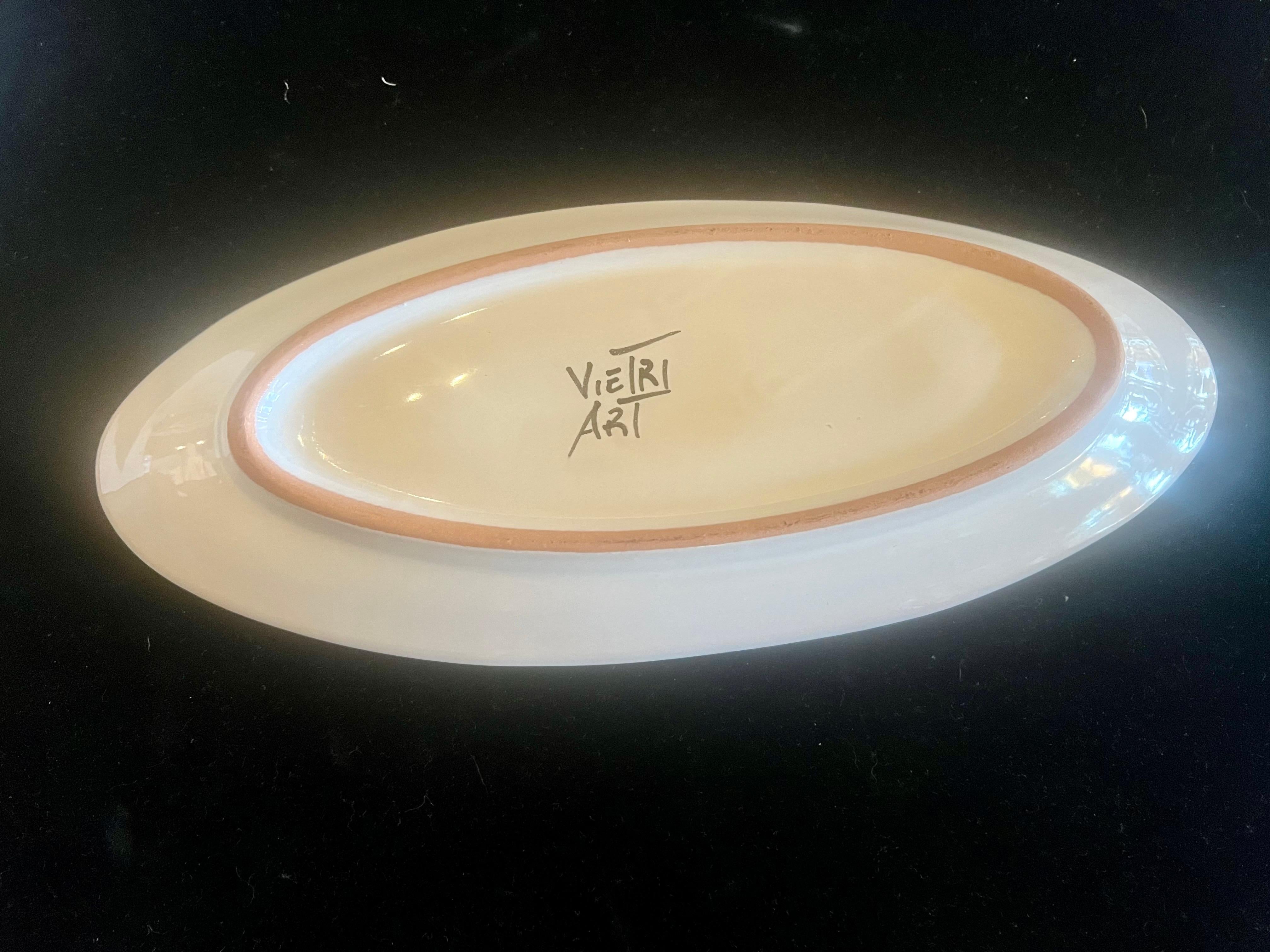 Decorative Hand Painted Ceramic Fish Oval Serving Bowl by Vetri Italy ...
