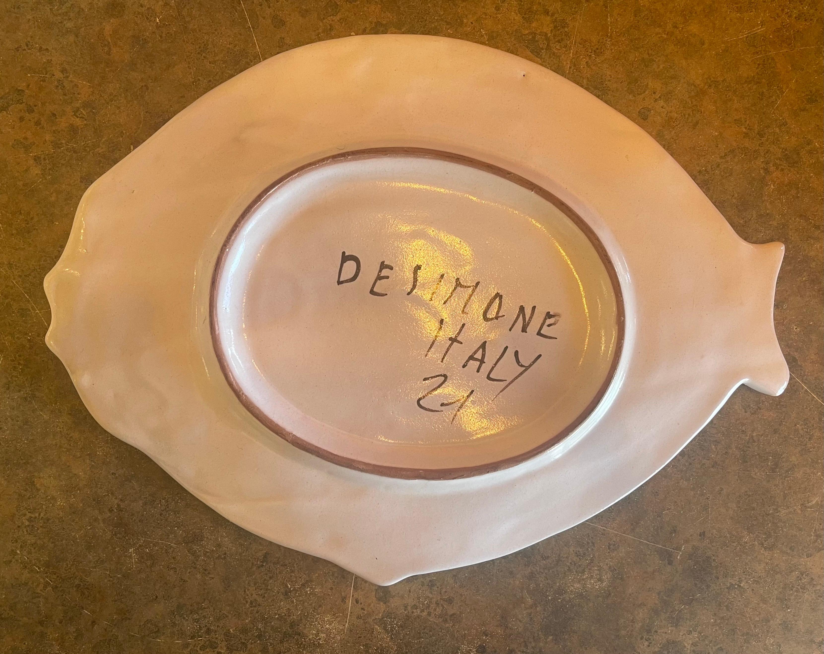 Decorative Hand Painted Ceramic Fish Platter by DeSimone In Good Condition For Sale In San Diego, CA