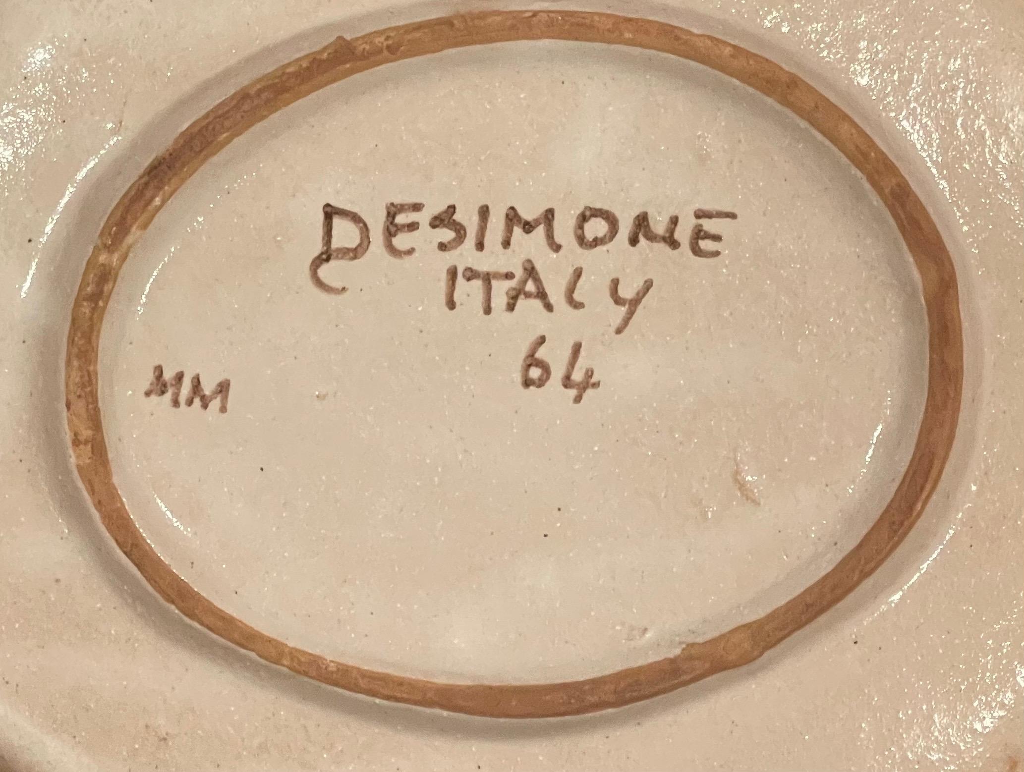 Assiette à poisson décorative en céramique italienne peinte à la main par DeSimone en vente 3