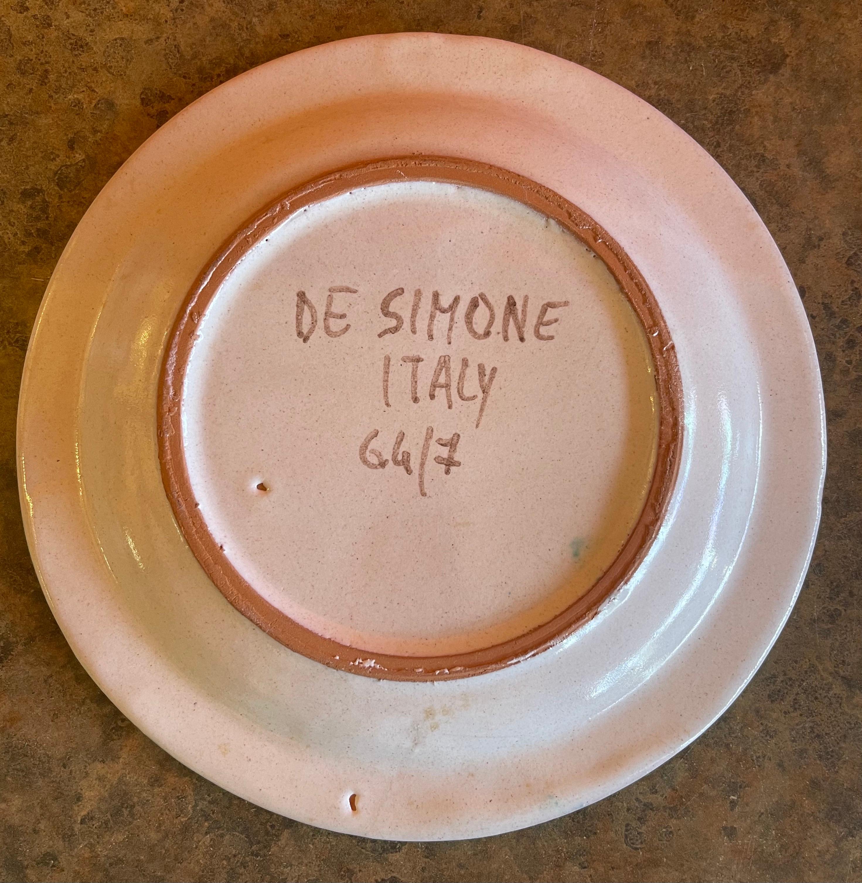 Piatto e ciotola decorativi in ceramica italiana dipinti a mano di DeSimone in vendita 2