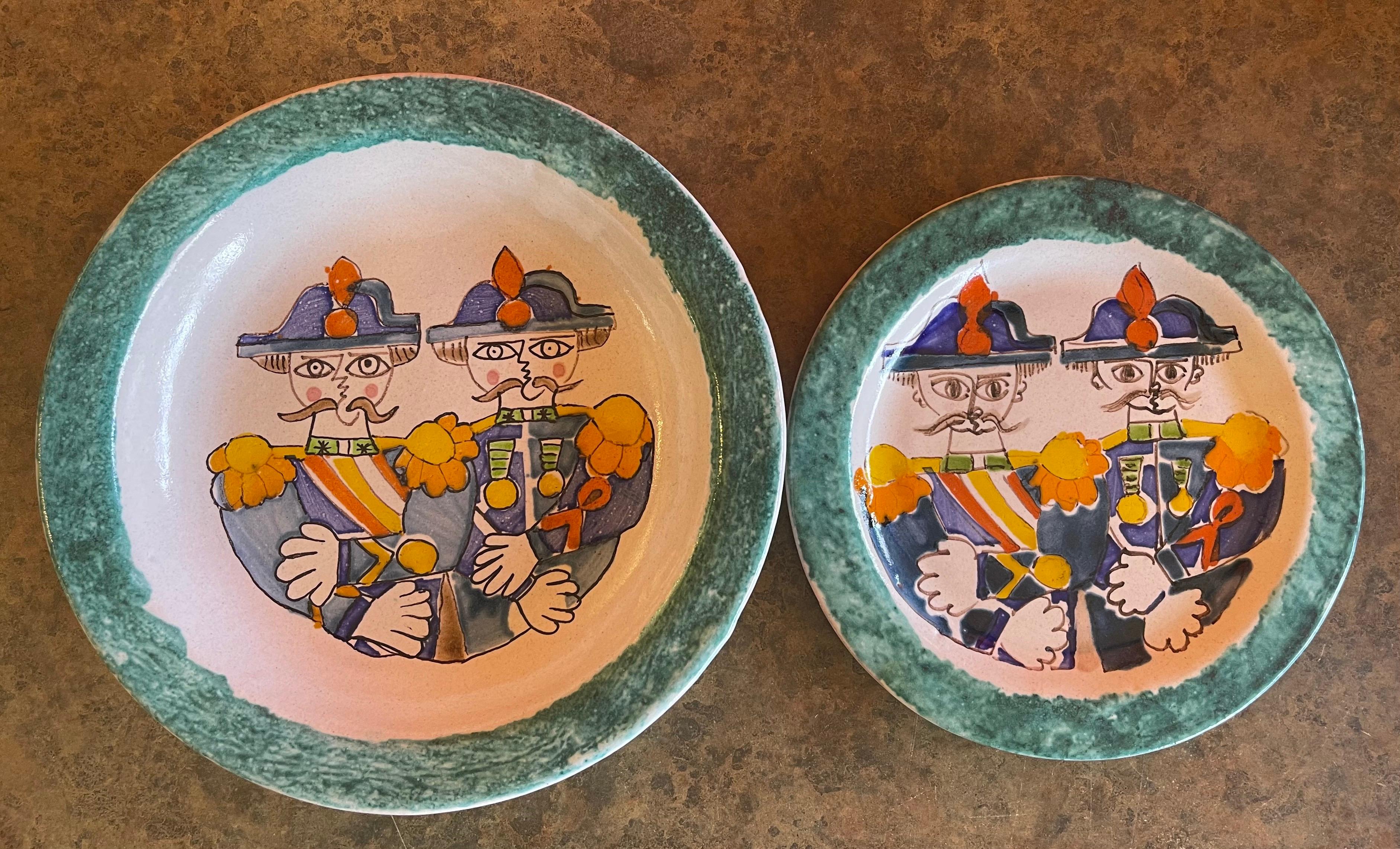Assiette et bol décoratifs en céramique italienne peints à la main par DeSimone en vente 4
