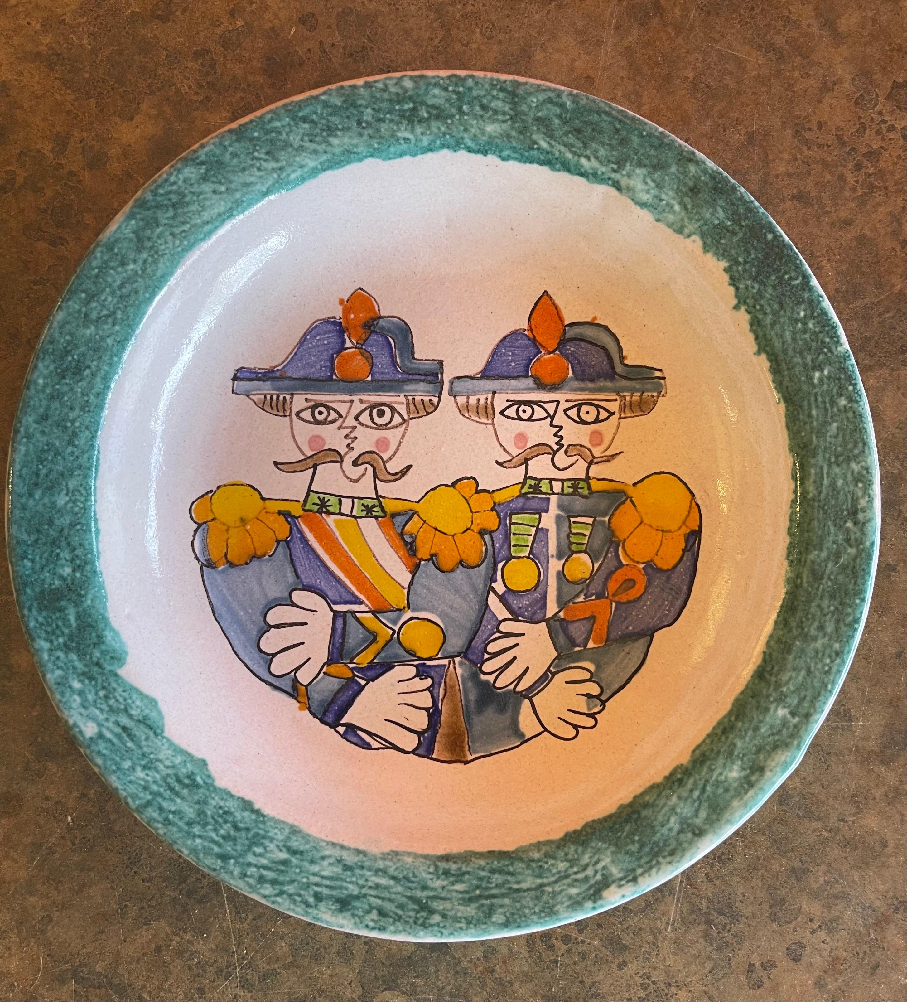 Dipinto a mano Piatto e ciotola decorativi in ceramica italiana dipinti a mano di DeSimone in vendita