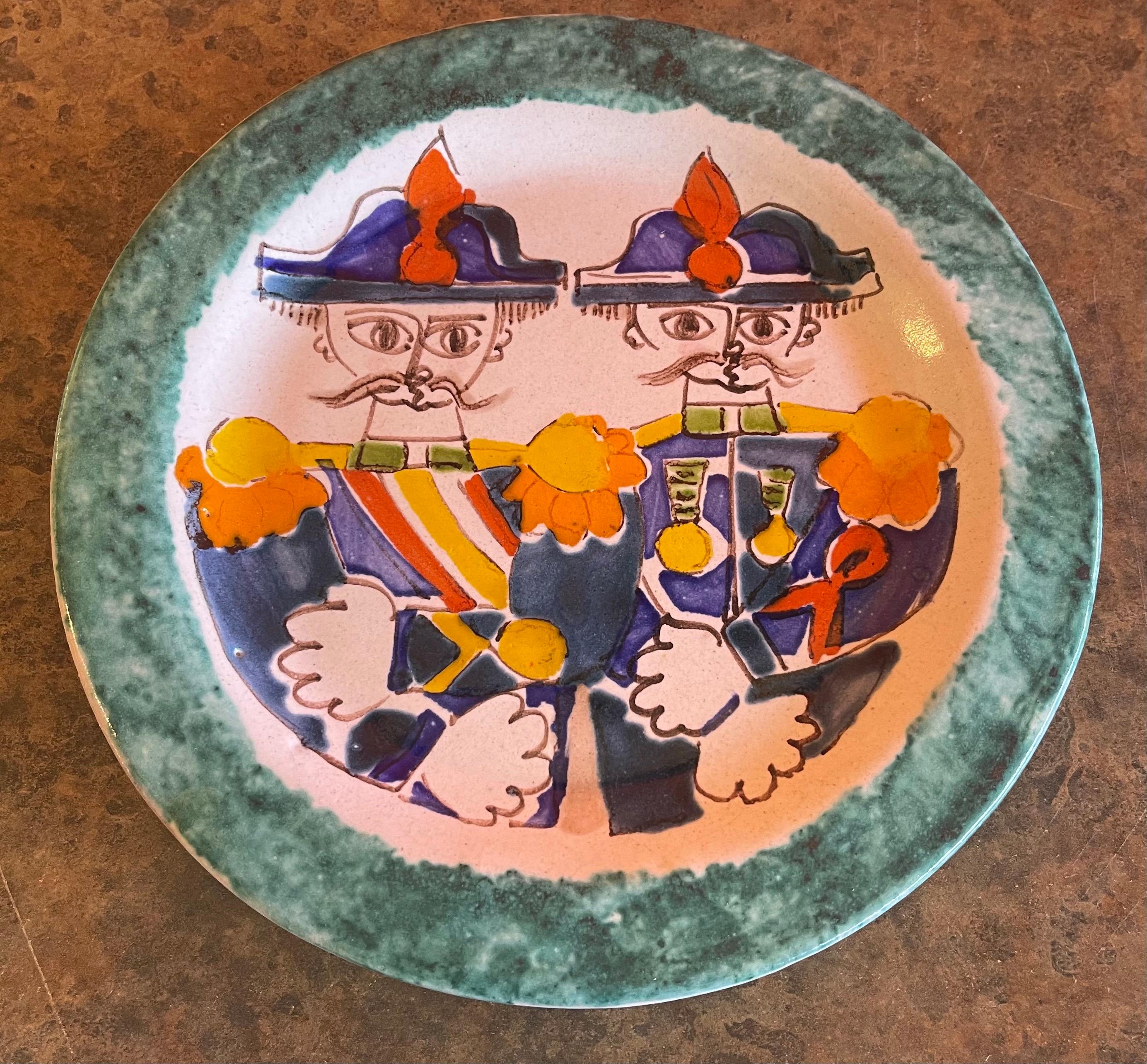 Assiette et bol décoratifs en céramique italienne peints à la main par DeSimone en vente 1