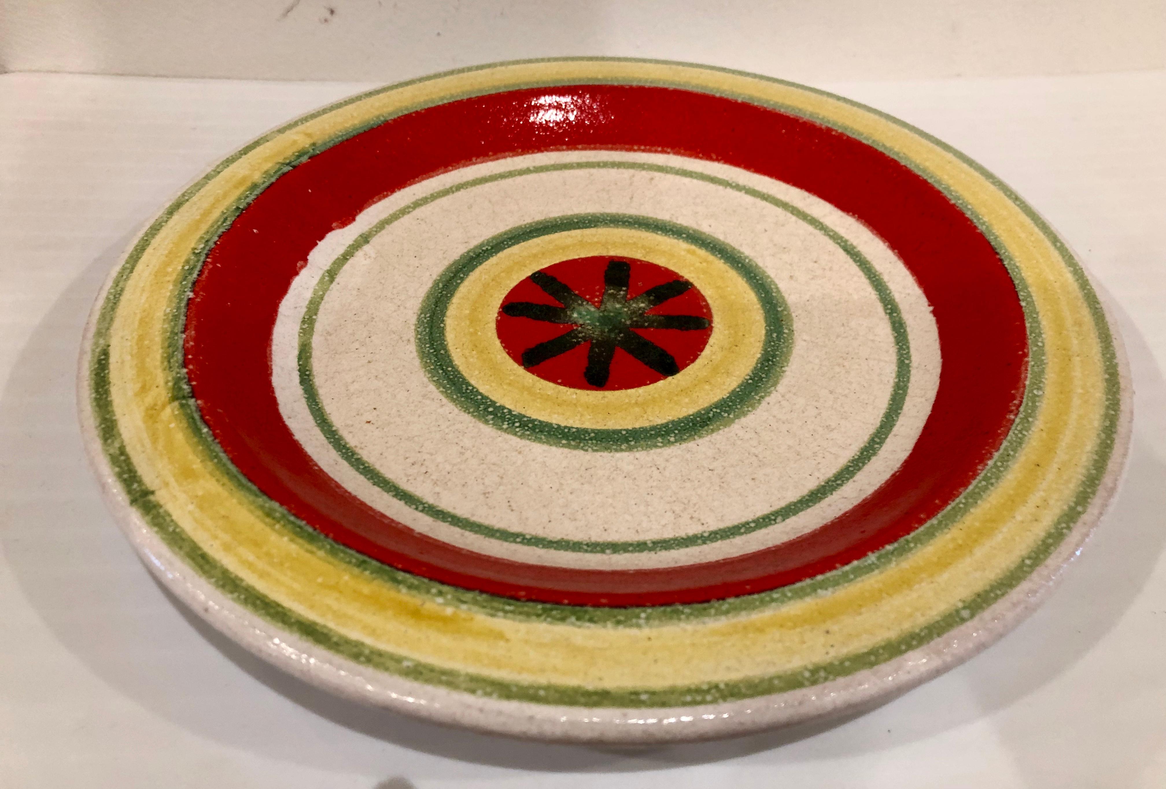 Beautiful design on this ceramic plate, highly collectible plate by DeSimone, circa 1960s, made in Italy, great condition no chips or cracks very light wear. Signed and numbered.