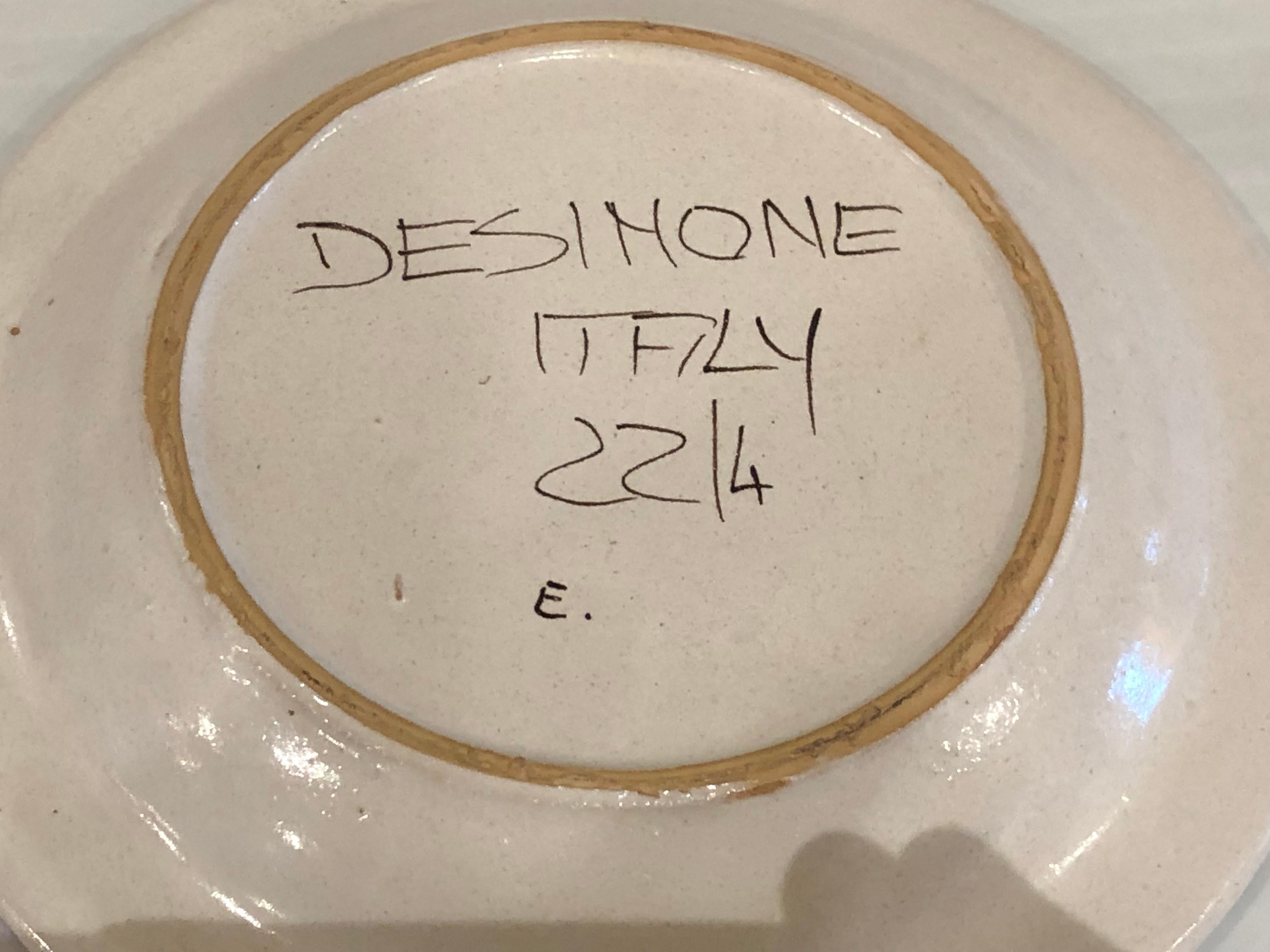 Mid-Century Modern Decorative Hand Painted Italian Ceramic Plate by DeSimone