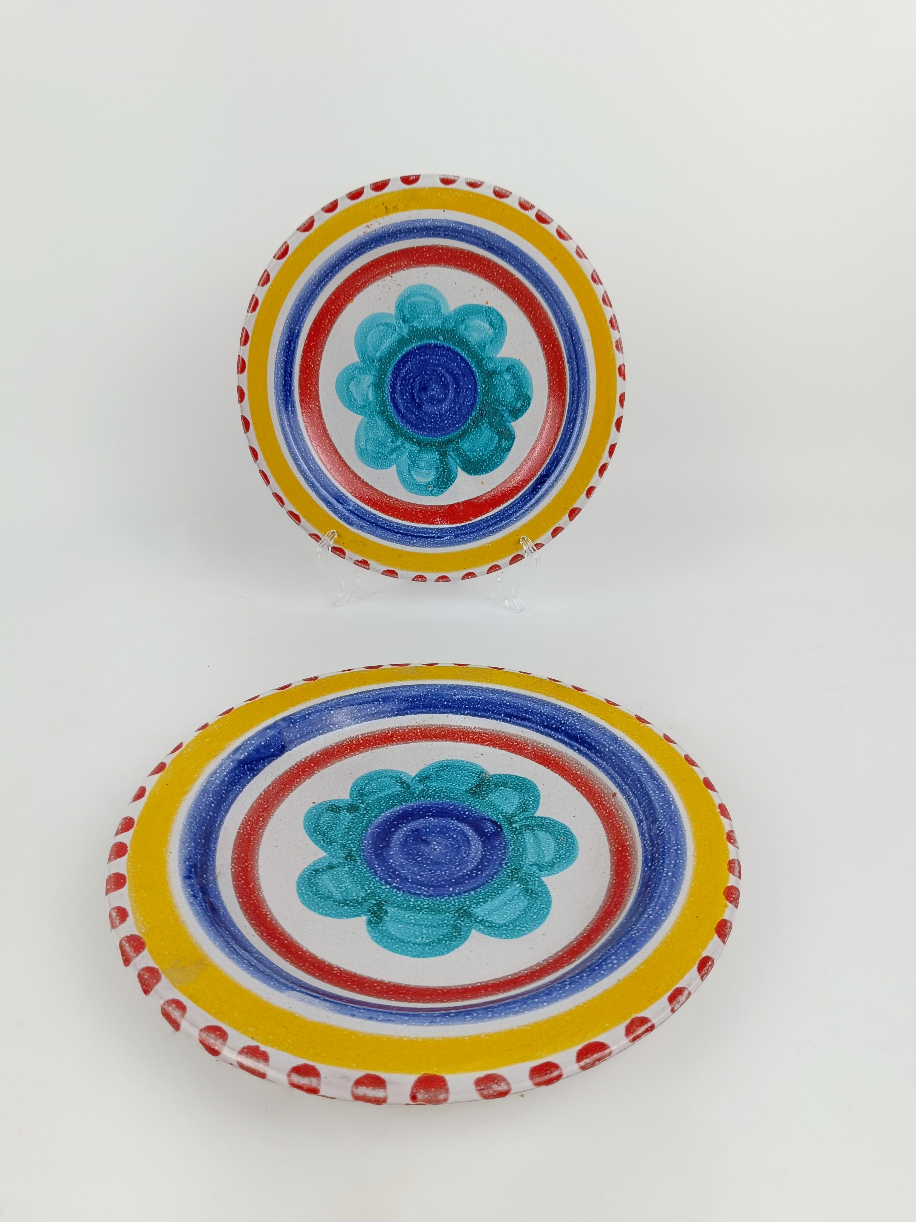 Decorative Hand Painted Italian Ceramic Plates by DeSimone, Palermo 1960s  For Sale 5