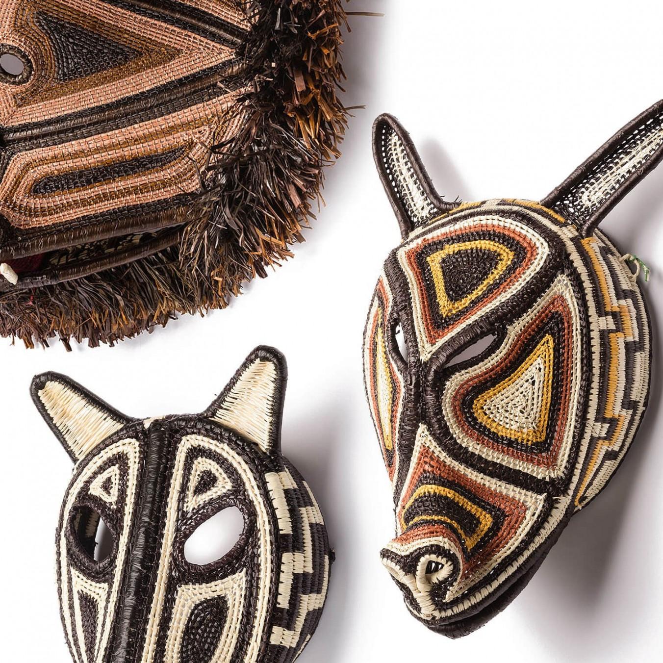 Dekorative handgewebte Maske aus Panama, Nemboro von Ethic&Tropic (Gehstock) im Angebot