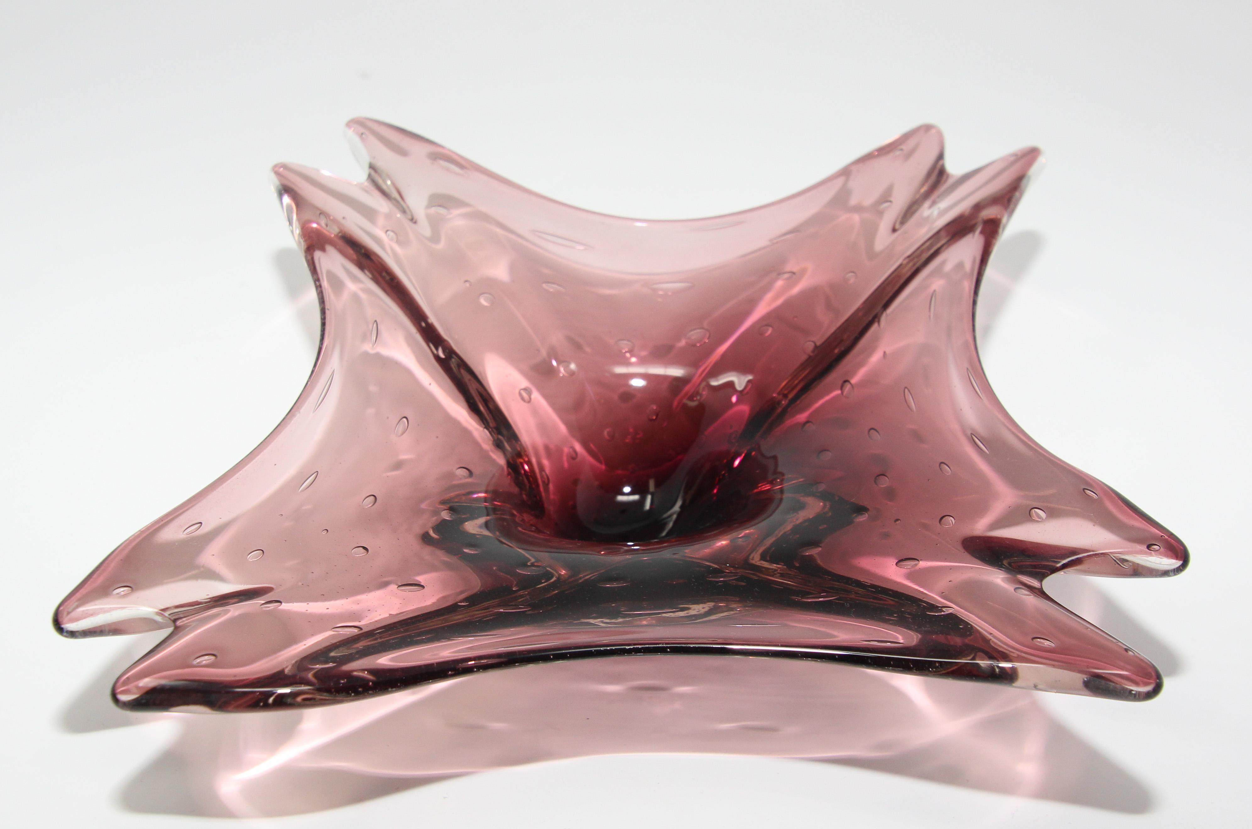 Decorative Hand Blown Art Glass Ashtray 4