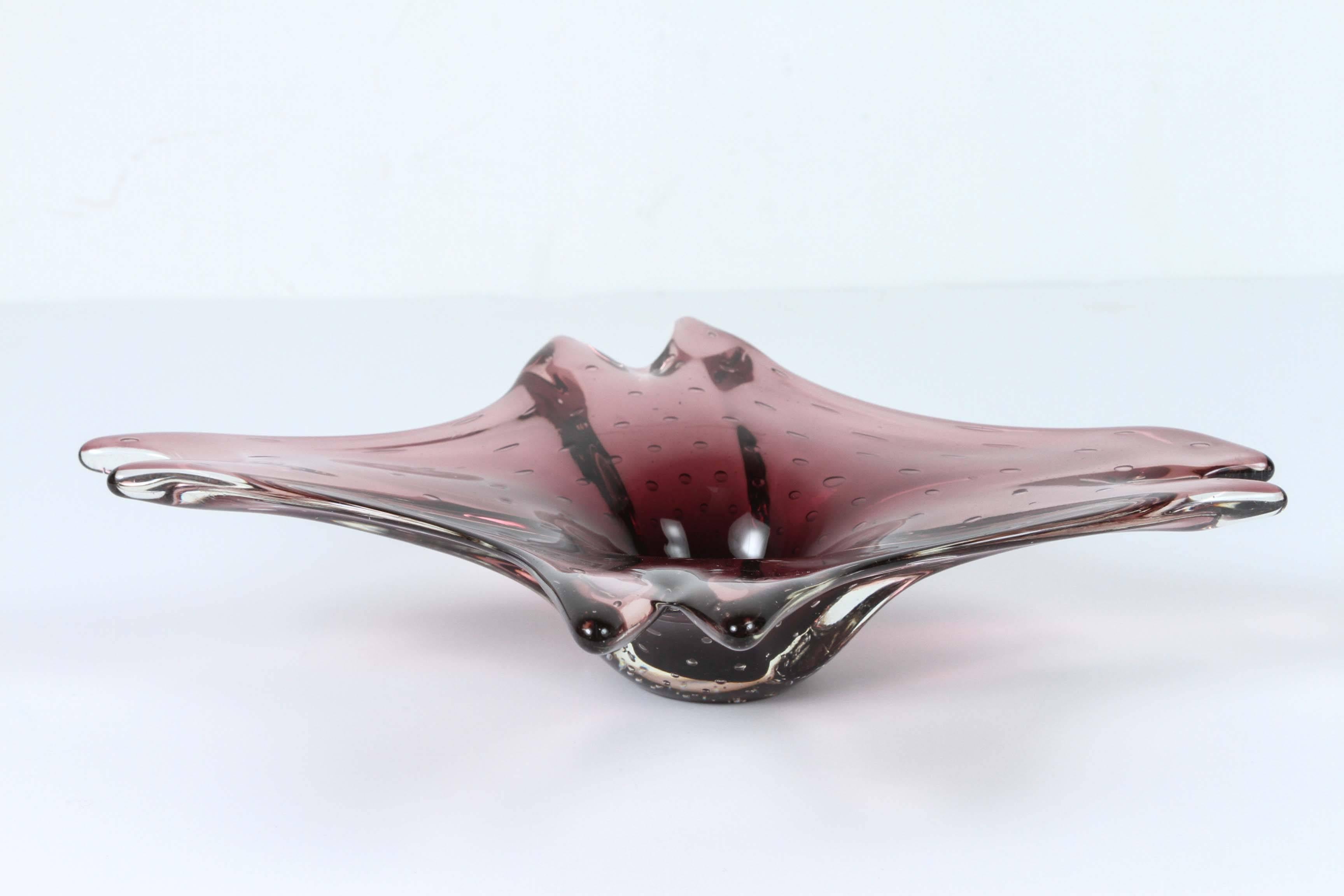 Mid-Century Modern Decorative Hand Blown Art Glass Ashtray