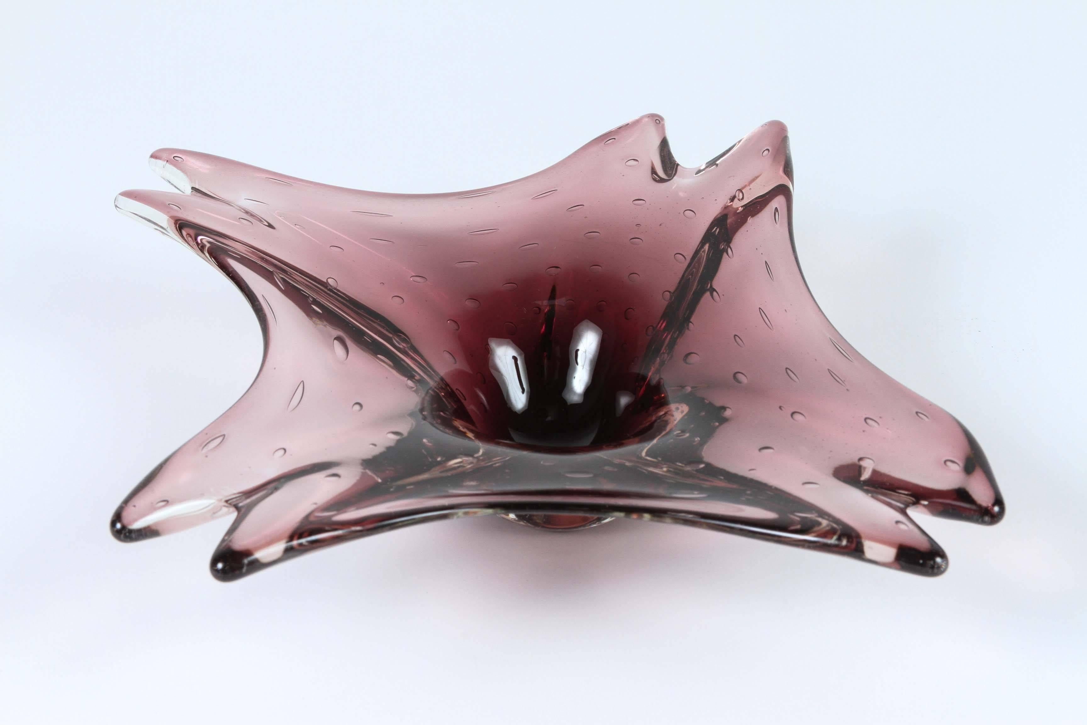 Italian Decorative Hand Blown Art Glass Ashtray