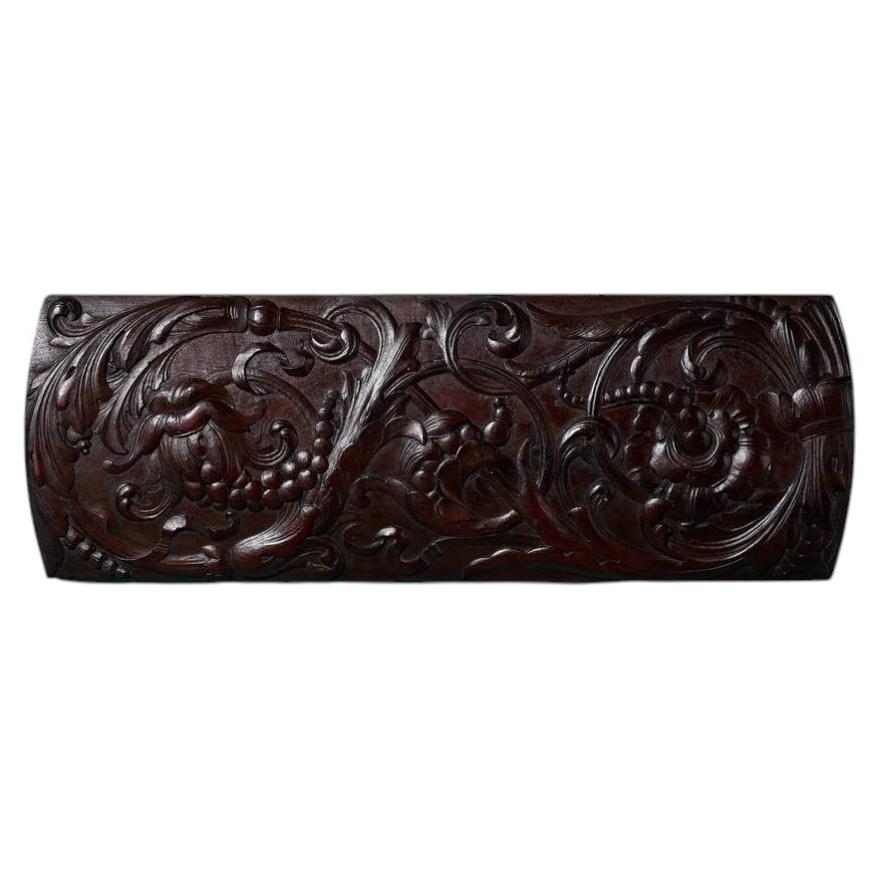 Decorative Handcarved 19th Century Mahogany Panel For Sale