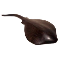 Vintage Decorative Handcrafted Solid Rosewood Manta Ray Sculpture