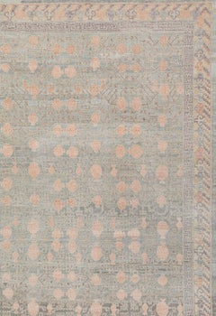 Decorative Handknotted Khotan Samarghand Style Rug with a Pomegranate Design