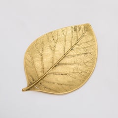 Decorative Handmade Cast Brass Leaf Vide Poche Decorative Dish, Medium