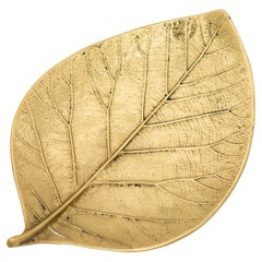 Decorative Handmade Cast Brass Leaf Vide Poche, Large