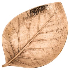 Decorative Handmade Cast Bronze Leaf Vide Poche Candleholder, Medium