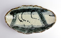 Plat ou Vide-Poche décoratif en céramique émaillée artisanale organique fait à la main