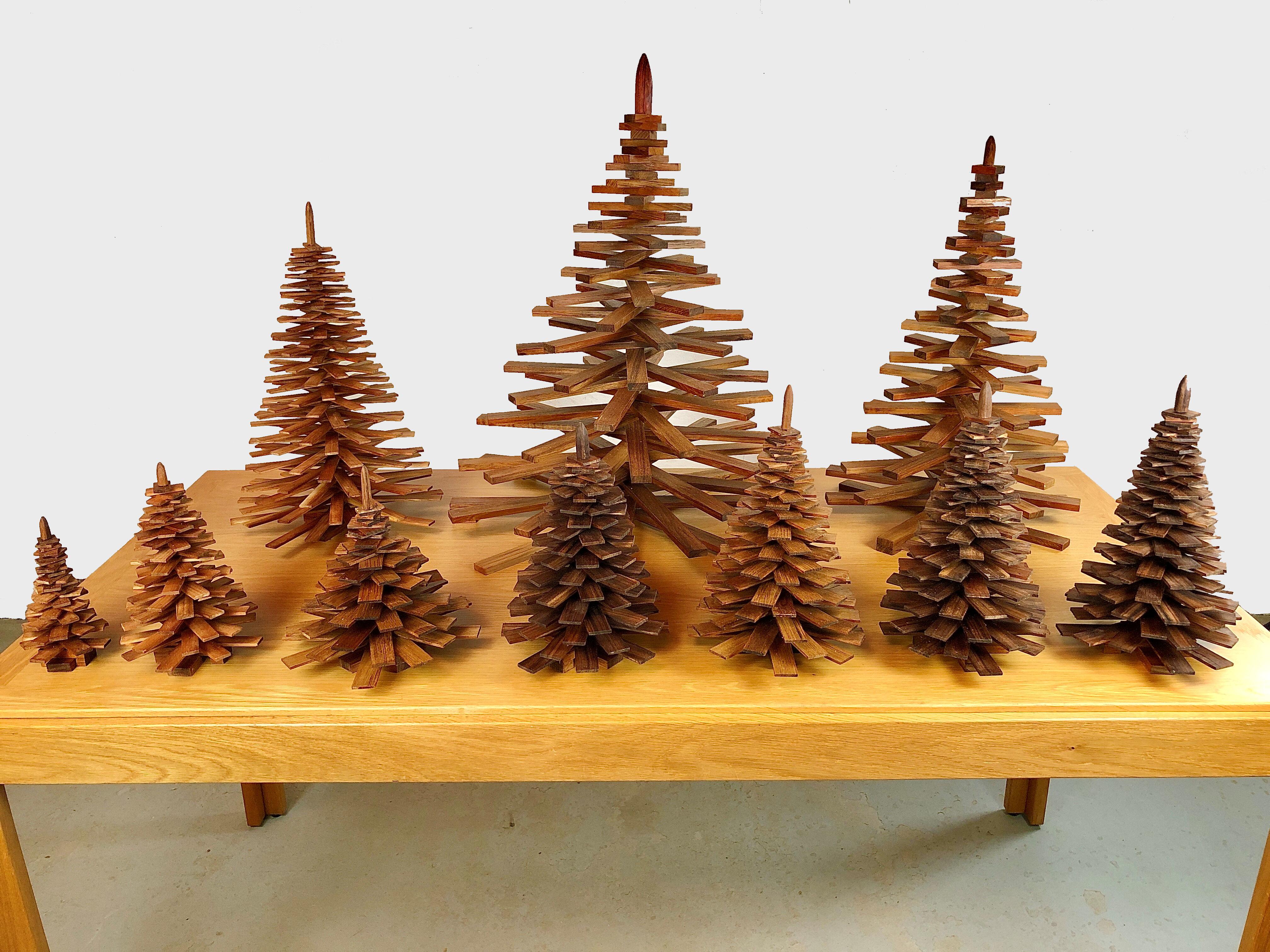 Decorative Handmade Wooden Christmas Trees In New Condition In Knebel, DK