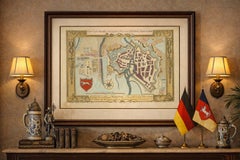 Decorative Hanover City Plan, Hand-Colored Georgian Map, Germany, c.1785
