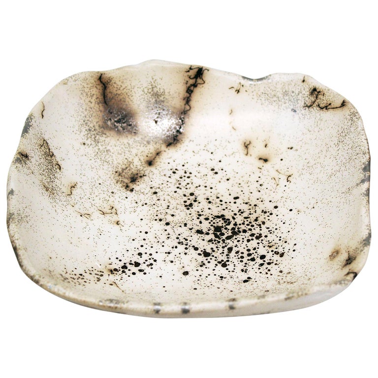 Decorative Horsehair Raku Ceramic Dish by Minh Singer 1