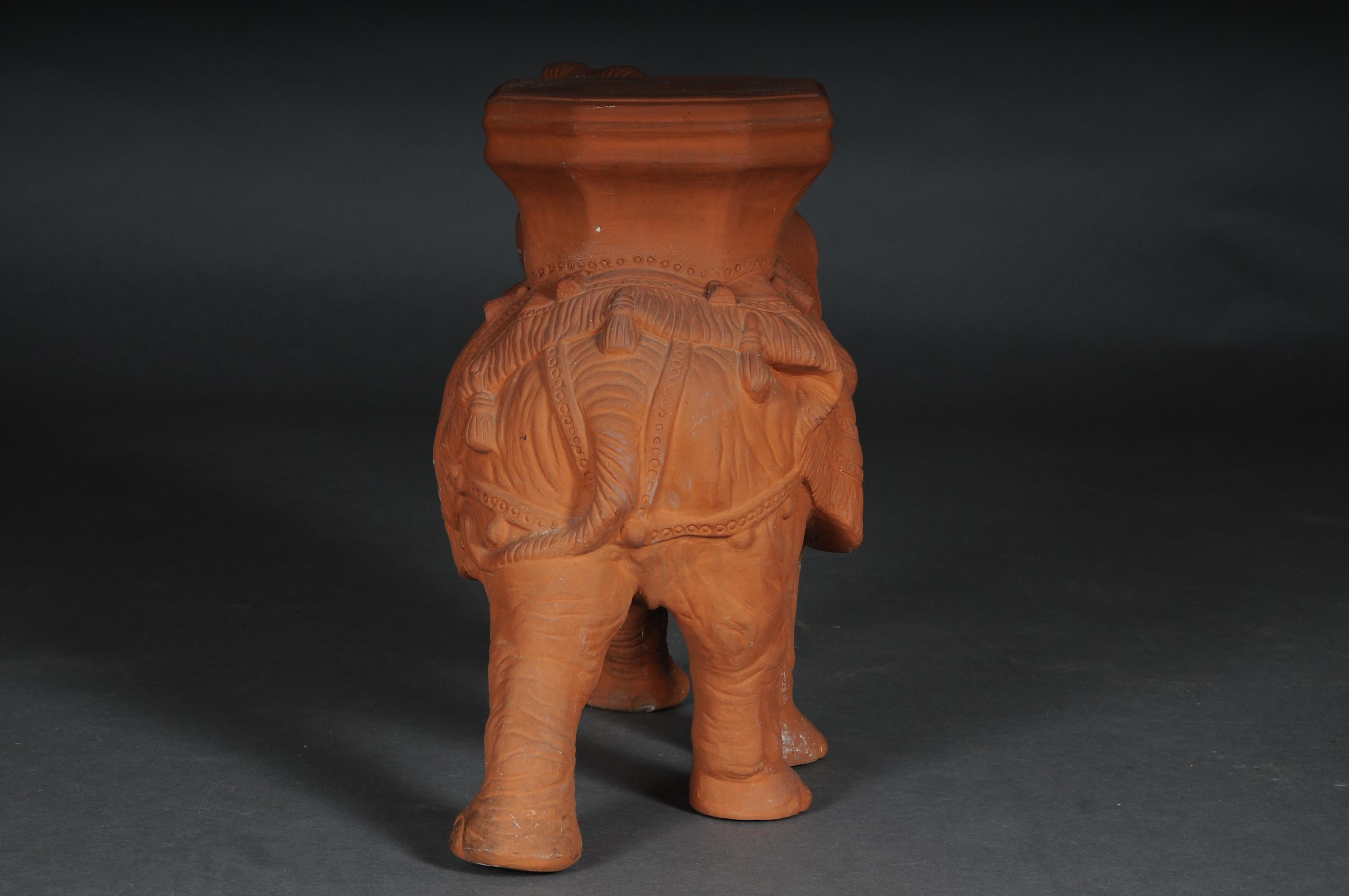 Italian Decorative Indian Elephant Terracotta Stand Bench Side Table, Italy
