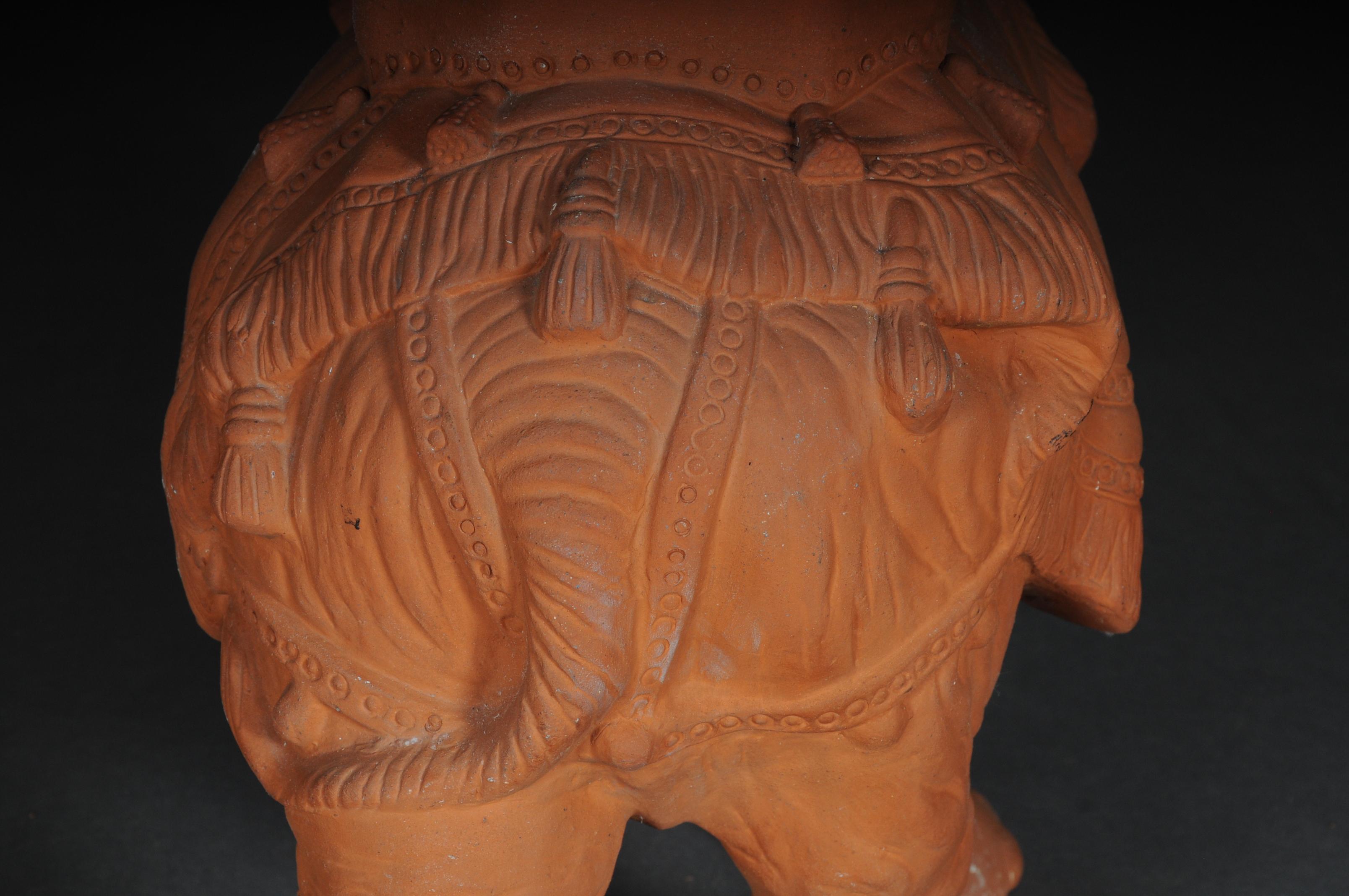 Decorative Indian Elephant Terracotta Stand Bench Side Table, Italy In Good Condition In Berlin, DE