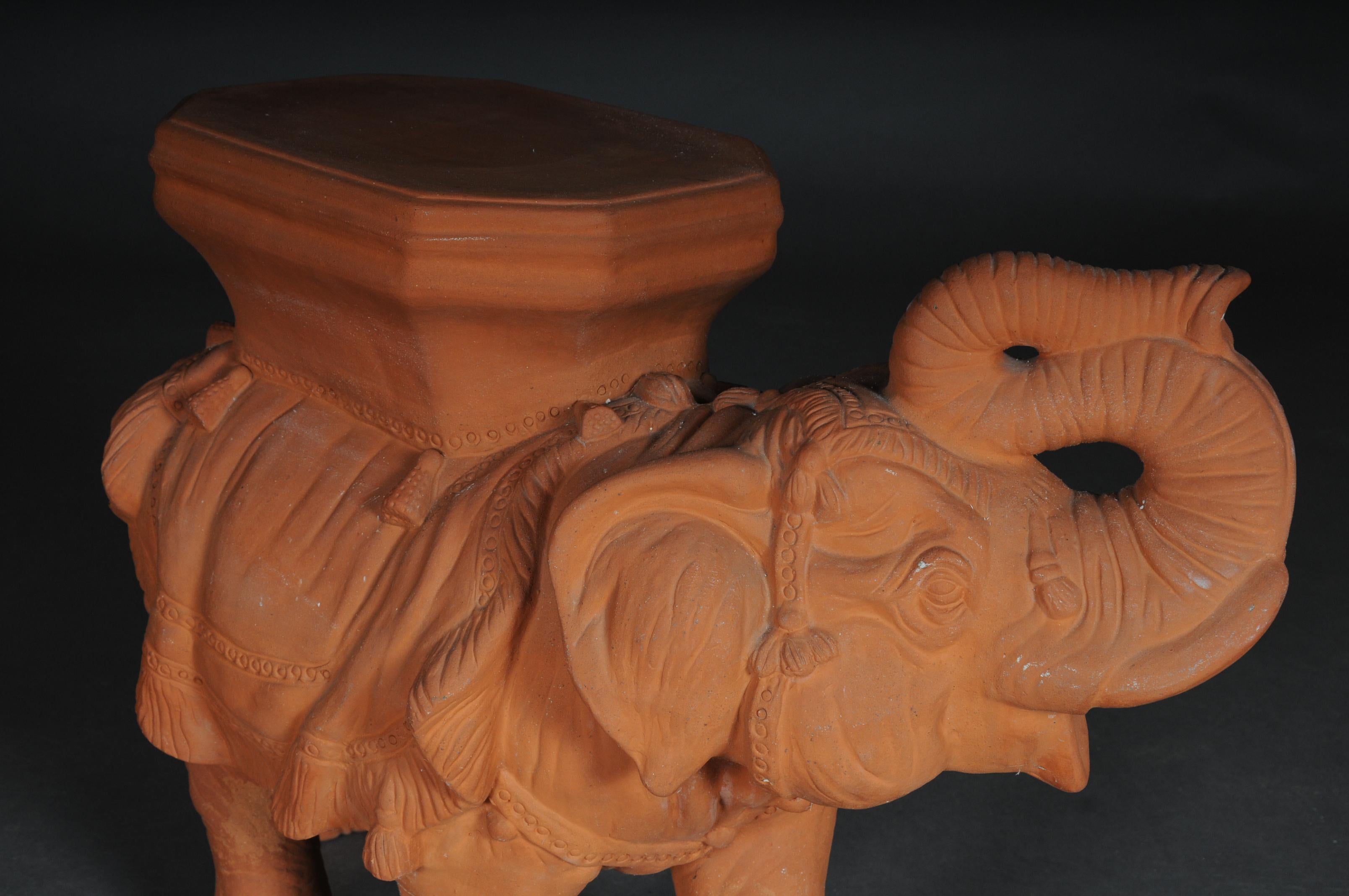 20th Century Decorative Indian Elephant Terracotta Stand Bench Side Table, Italy