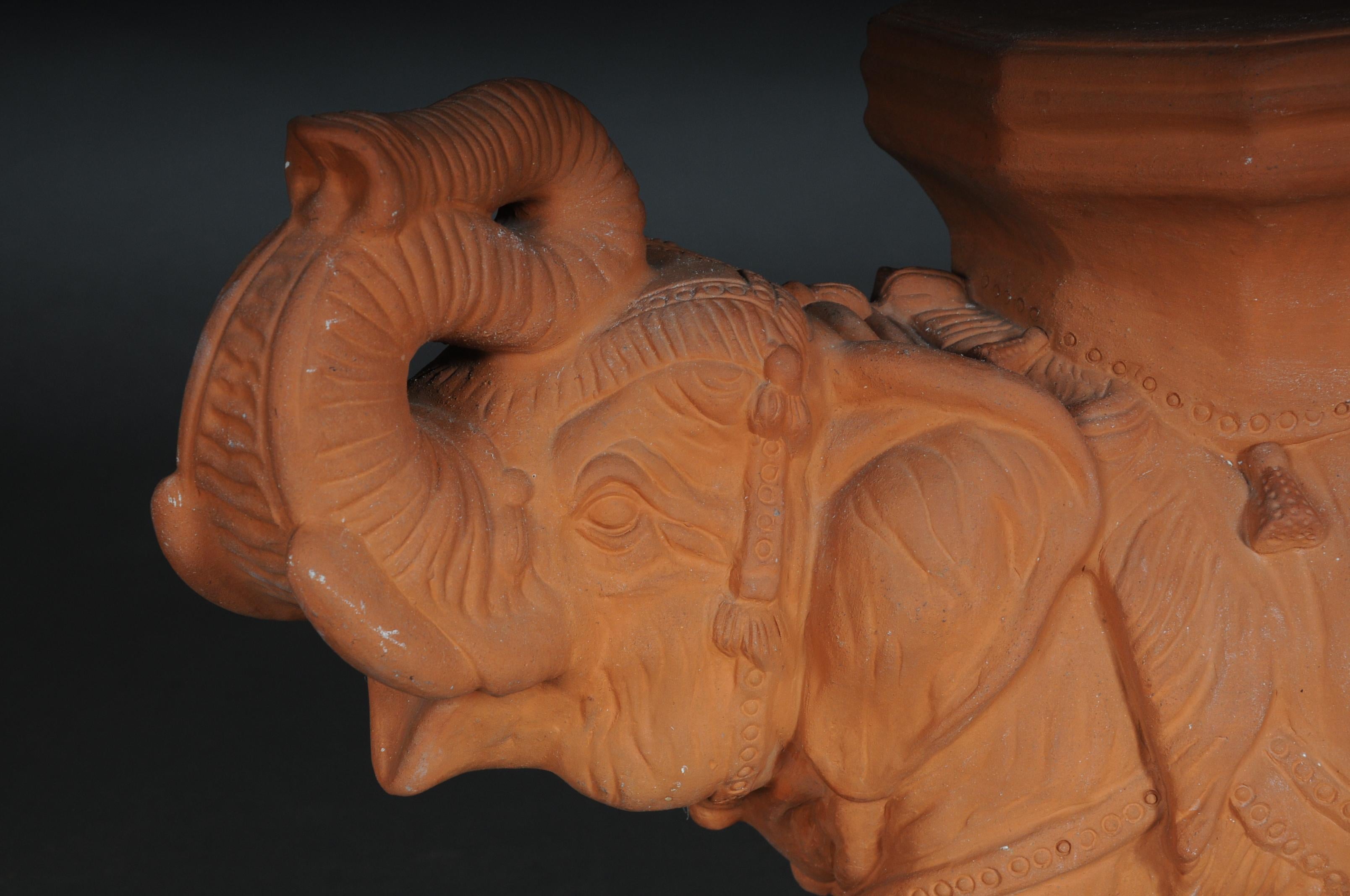 Decorative Indian Elephant Terracotta Stand Bench Side Table, Italy 2