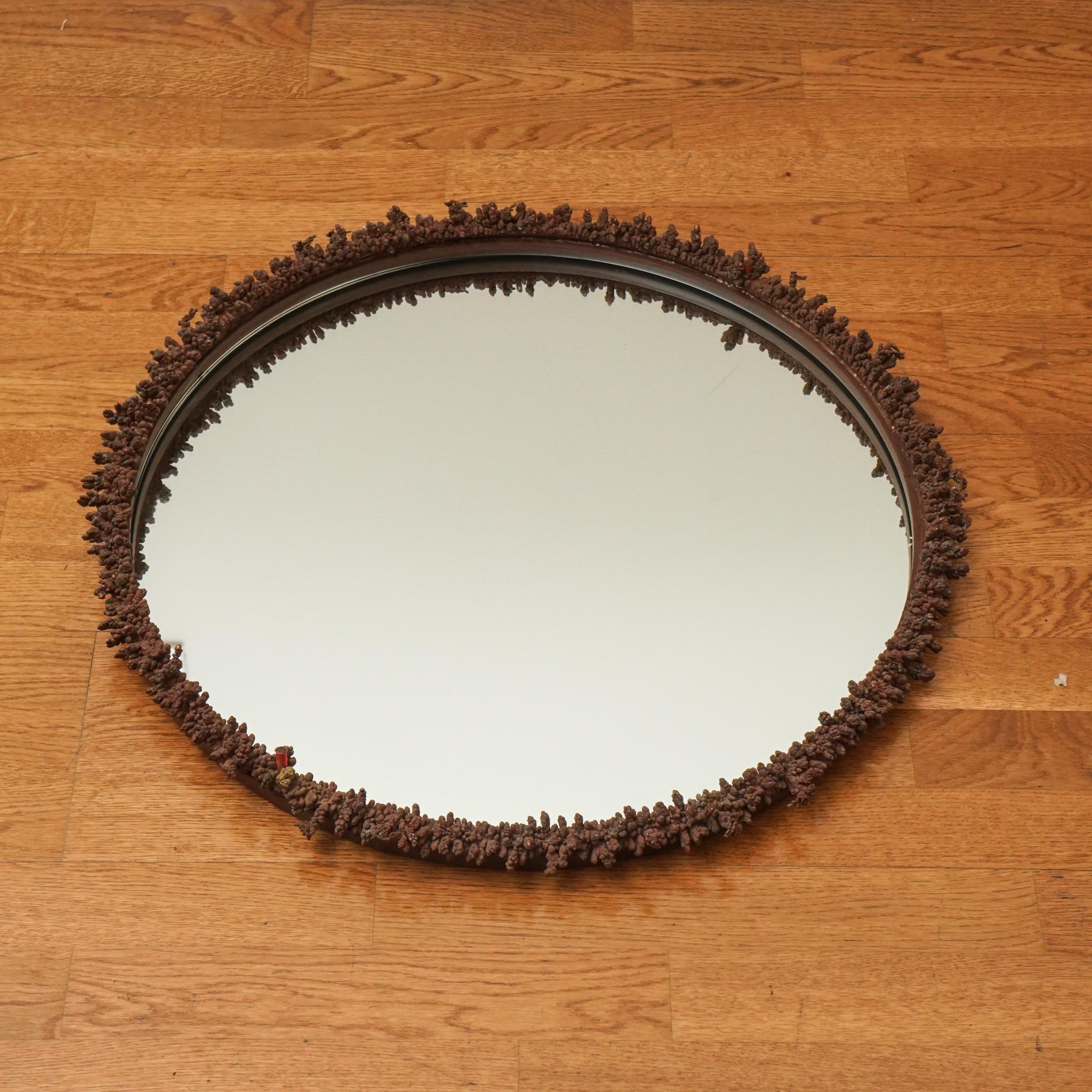 Late 20th Century Decorative Iron Frame Mirror For Sale