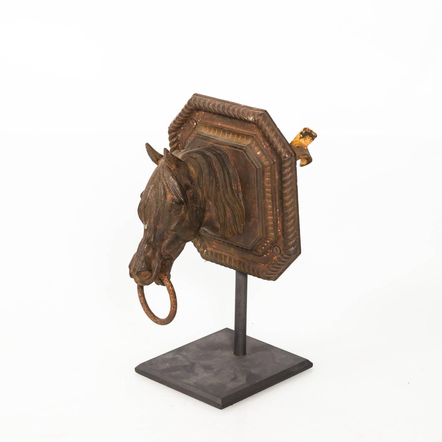 Decorative Iron Horse Head In Good Condition In Stamford, CT