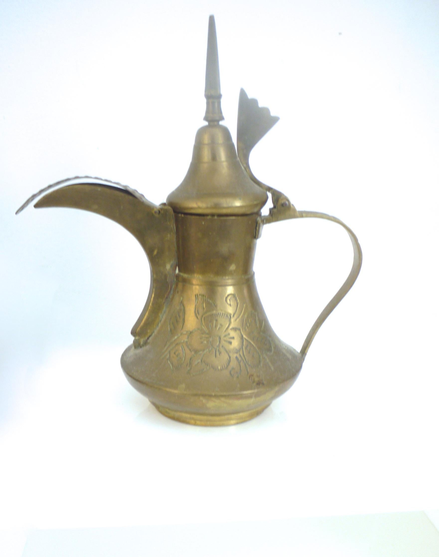 Emirian Decorative Islamic Brass North Africa Incense Burner and Rosewater Sprinkler For Sale