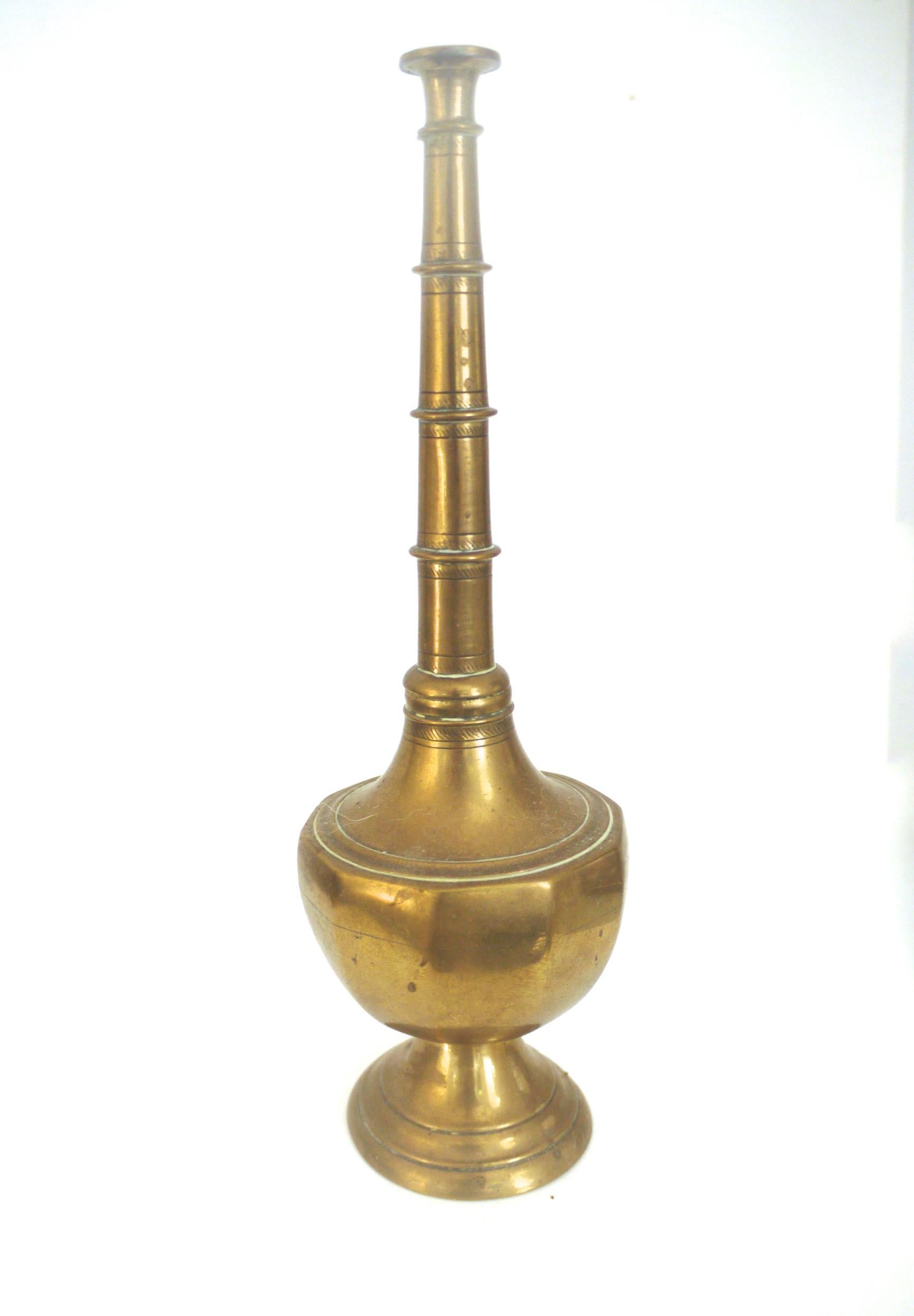 Decorative Islamic Brass North Africa Incense Burner and Rosewater Sprinkler In Good Condition For Sale In Halstead, GB